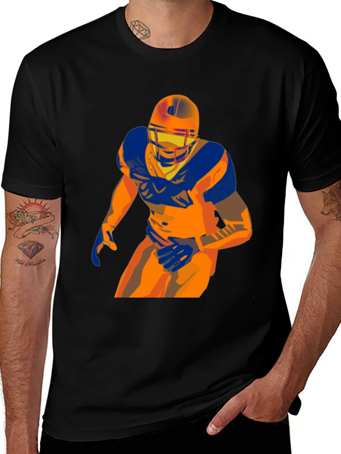 Variant 24 of Football Player Graphic Print Black T-Shirt