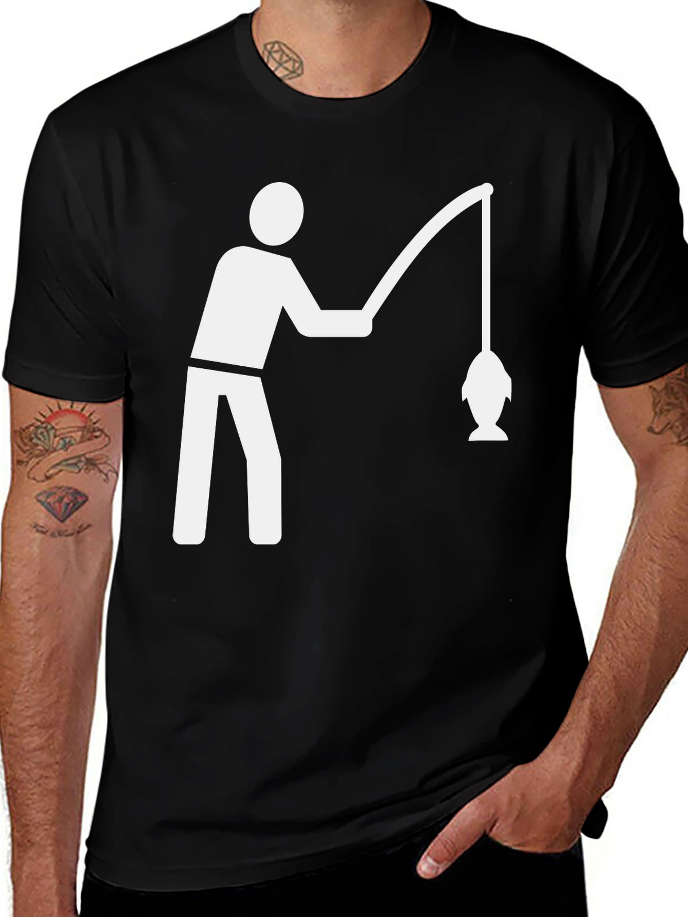 Variant 30 of Fishing T-Shirt - Black, Graphic Tee