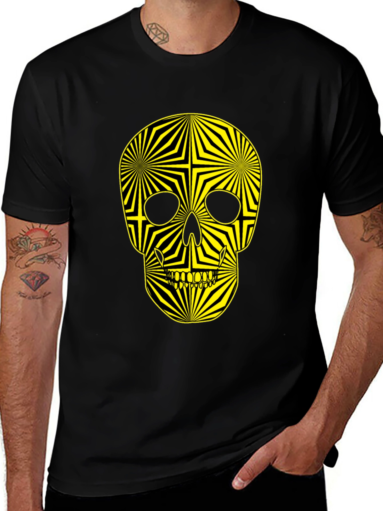 Variant 4 of Optical Illusion Skull Graphic T-Shirt