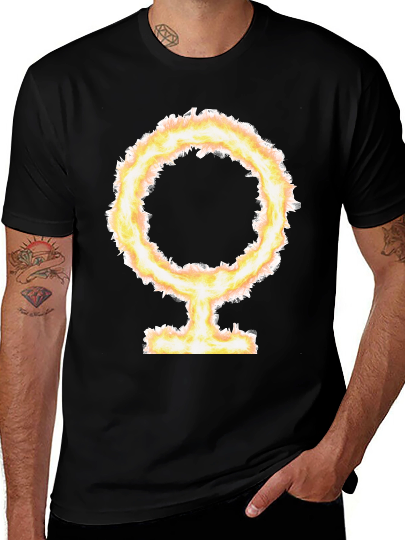 Variant 19 of Fiery Female Symbol Black T-Shirt