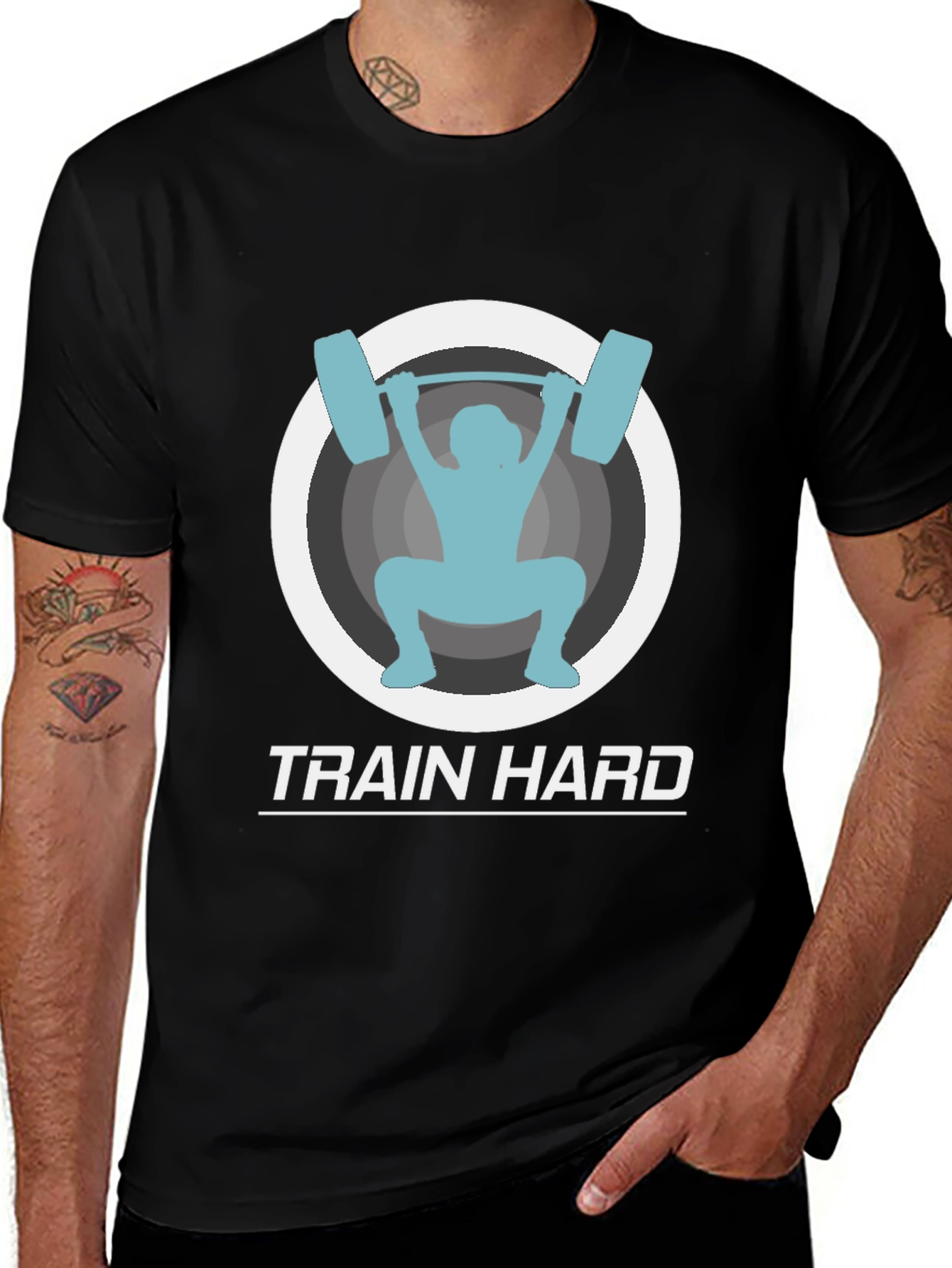 Variant 16 of Train Hard Black Graphic Tee - Fitness Apparel
