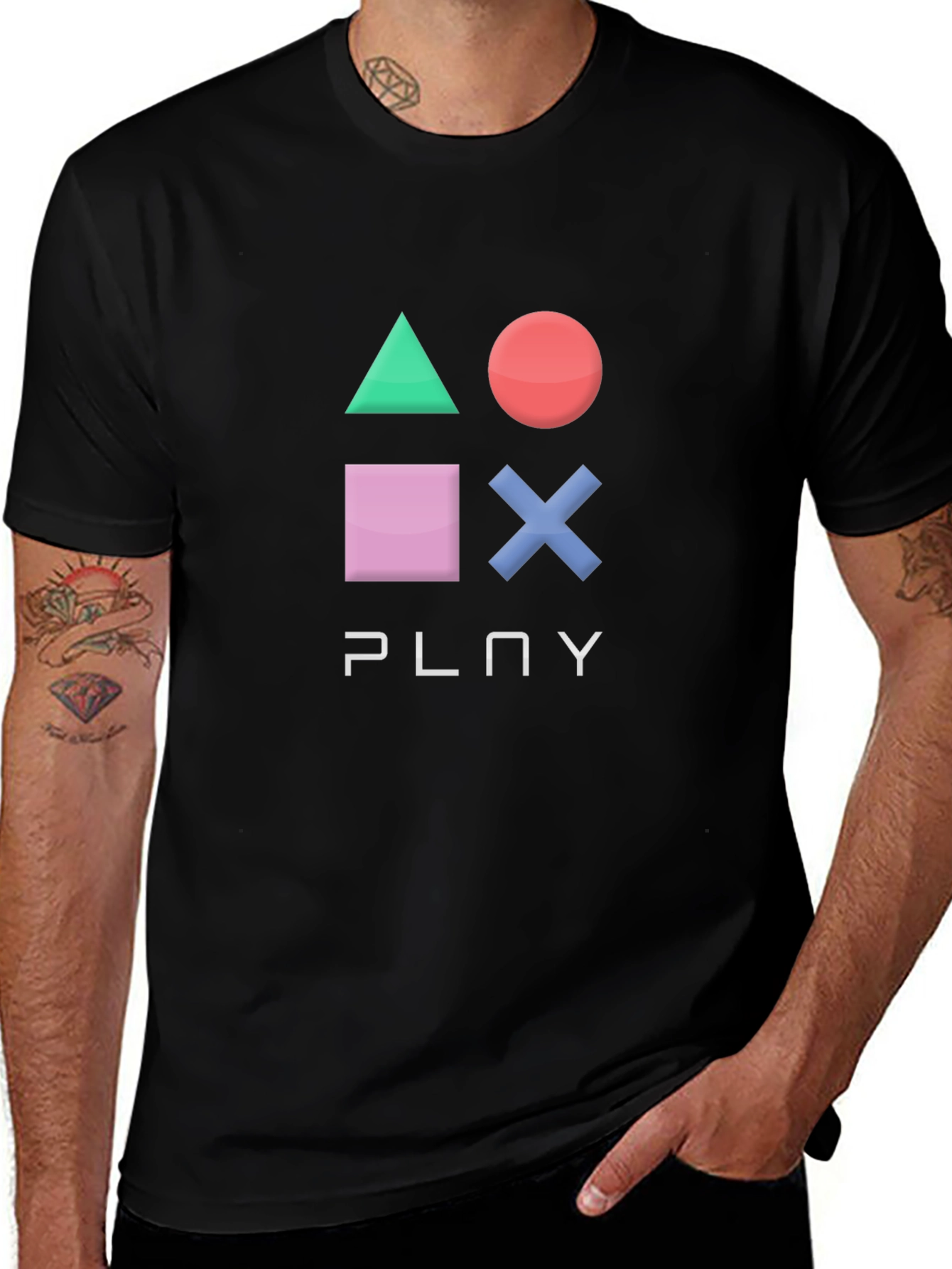 Variant 30 of Gaming T-Shirt: Playstation Symbols Graphic Tee