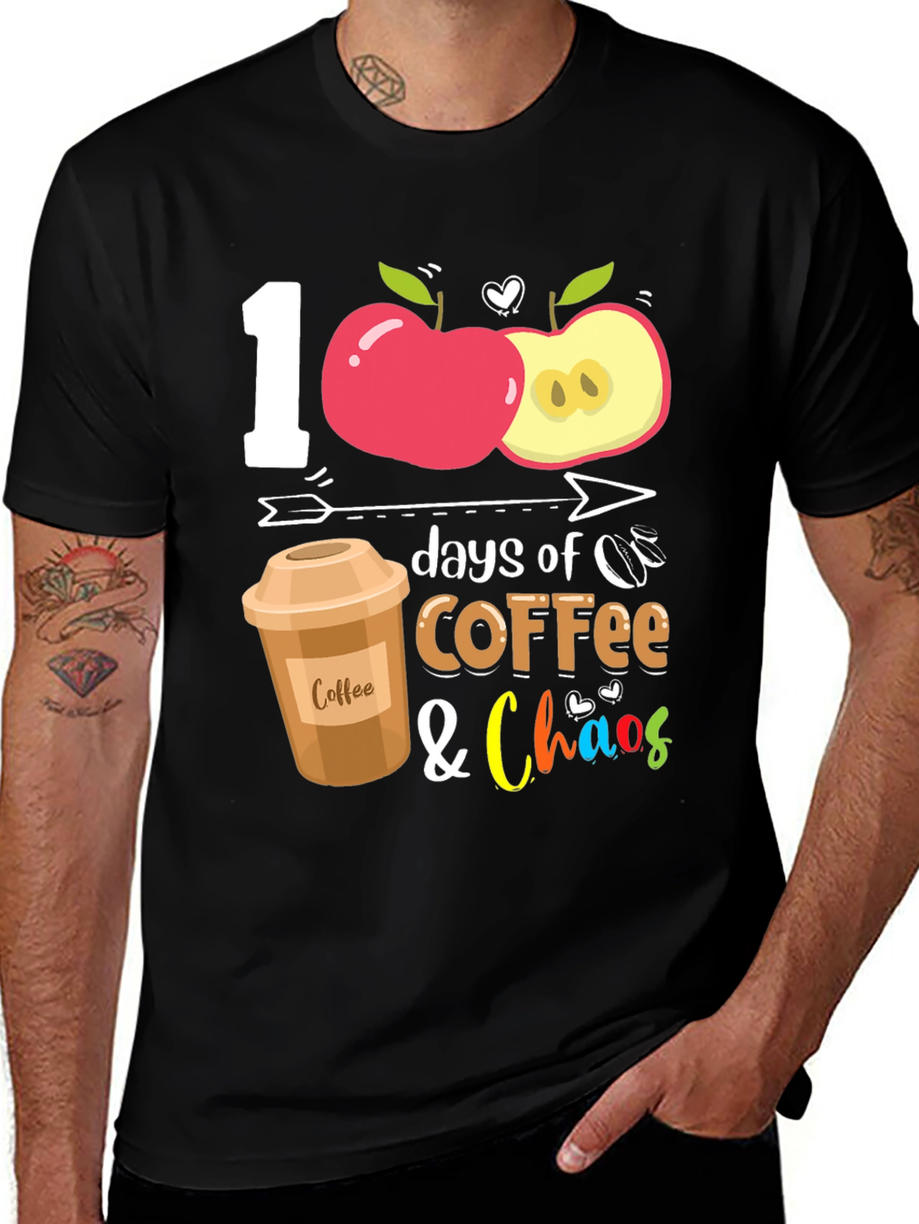 Variant 4 of 100 Days Coffee & Chaos Teacher T-Shirt
