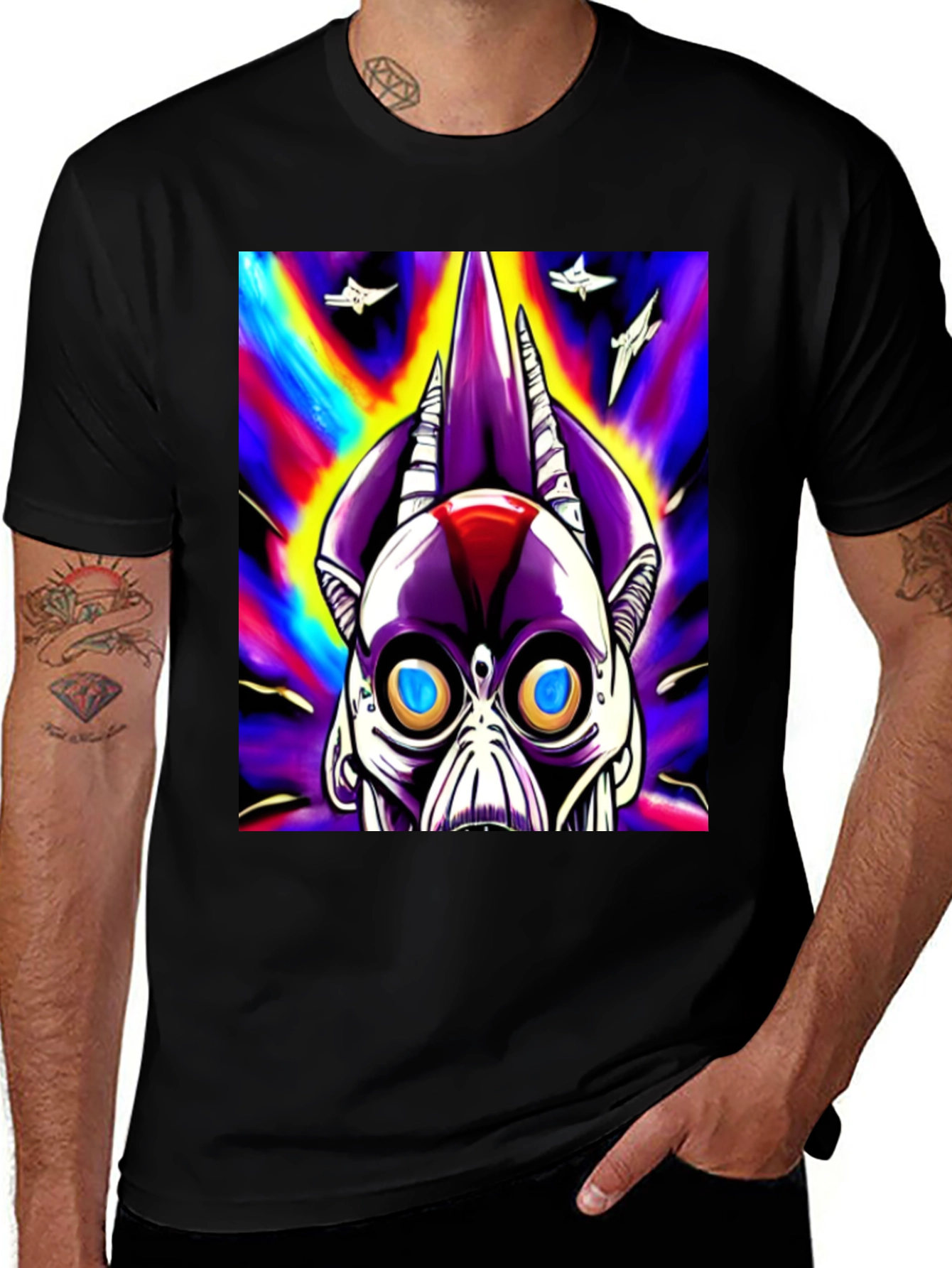 Variant 19 of Skull & Spaceship Graphic Tee - Bold Black T-Shirt