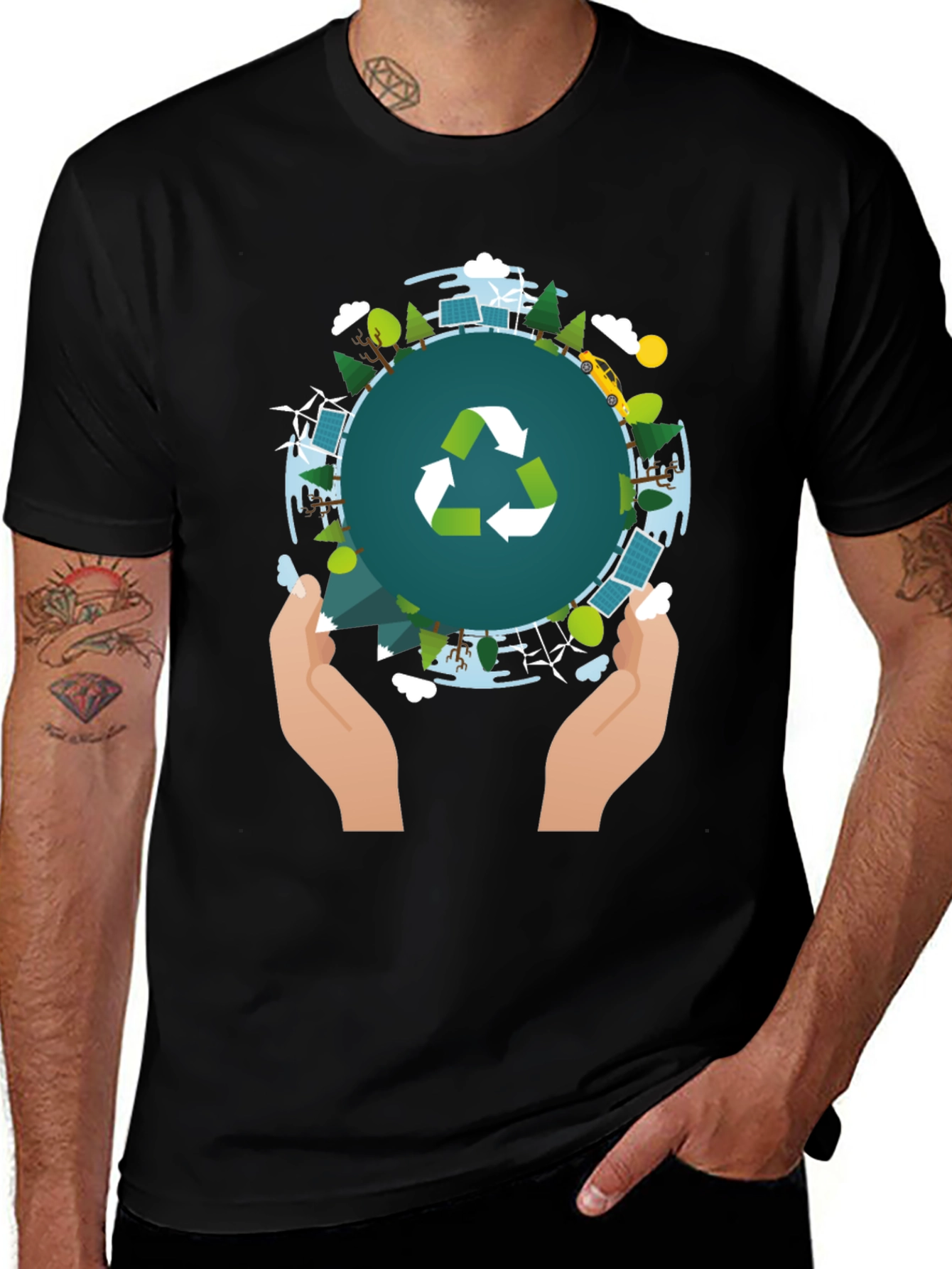 Variant 12 of Eco-Friendly World in Hand Graphic T-Shirt