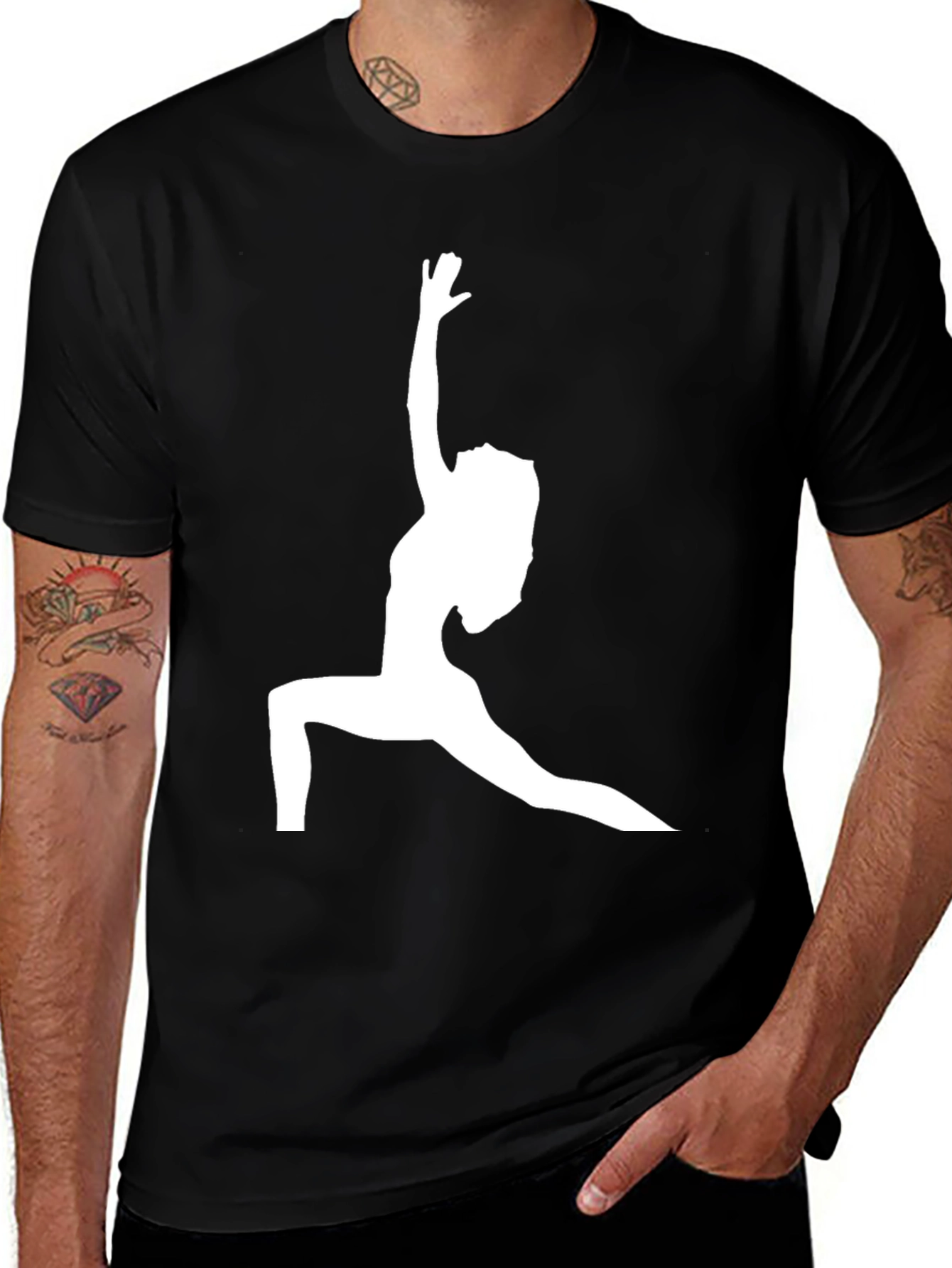 Variant 26 of Yoga Pose Graphic Tee - Black Cotton Blend T-Shirt