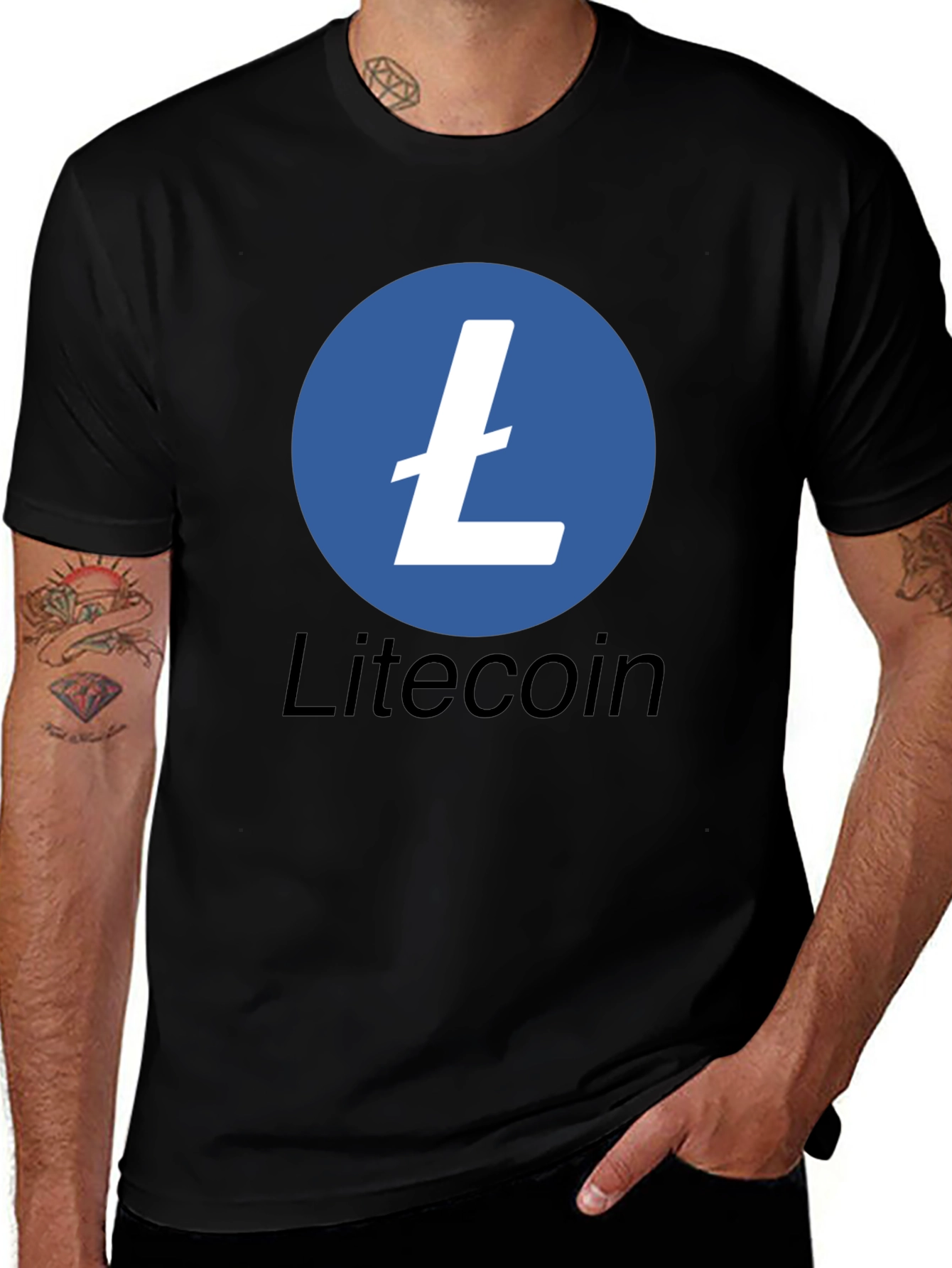Variant 8 of Litecoin Crypto Logo Black T-Shirt