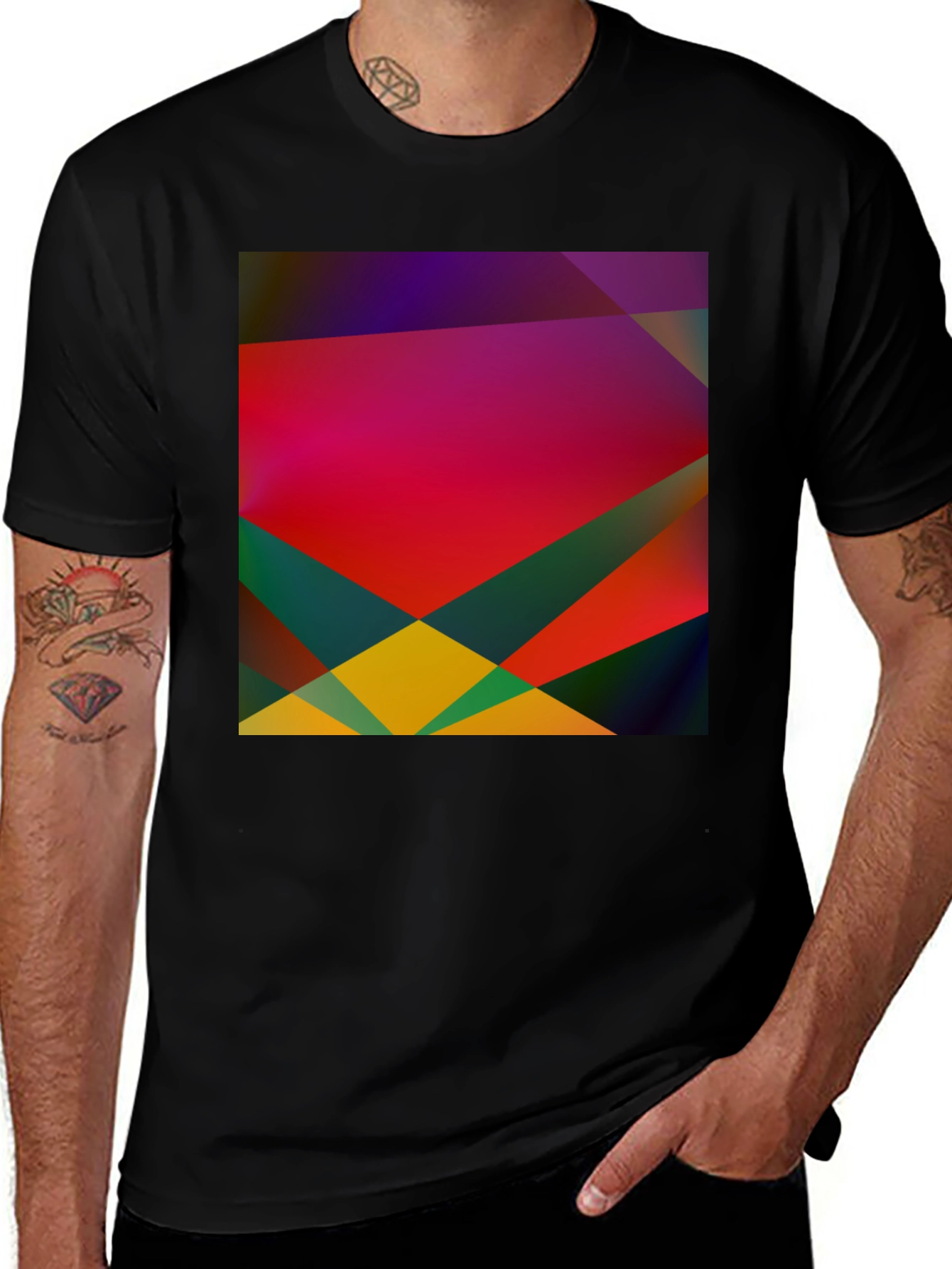 Variant 2 of Geometric Abstract Art Black T-Shirt