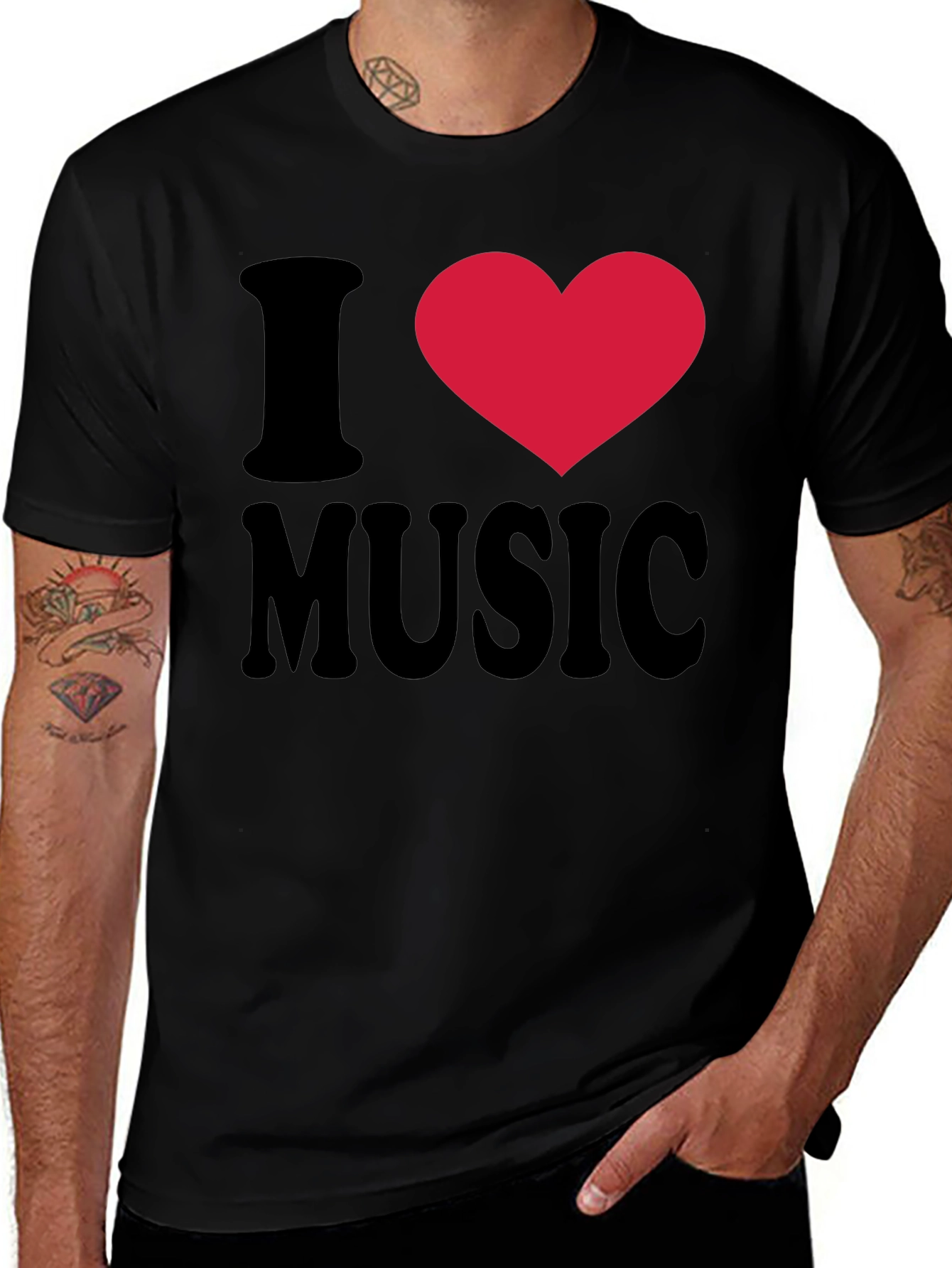 Variant 7 of I Heart Music Black T-Shirt