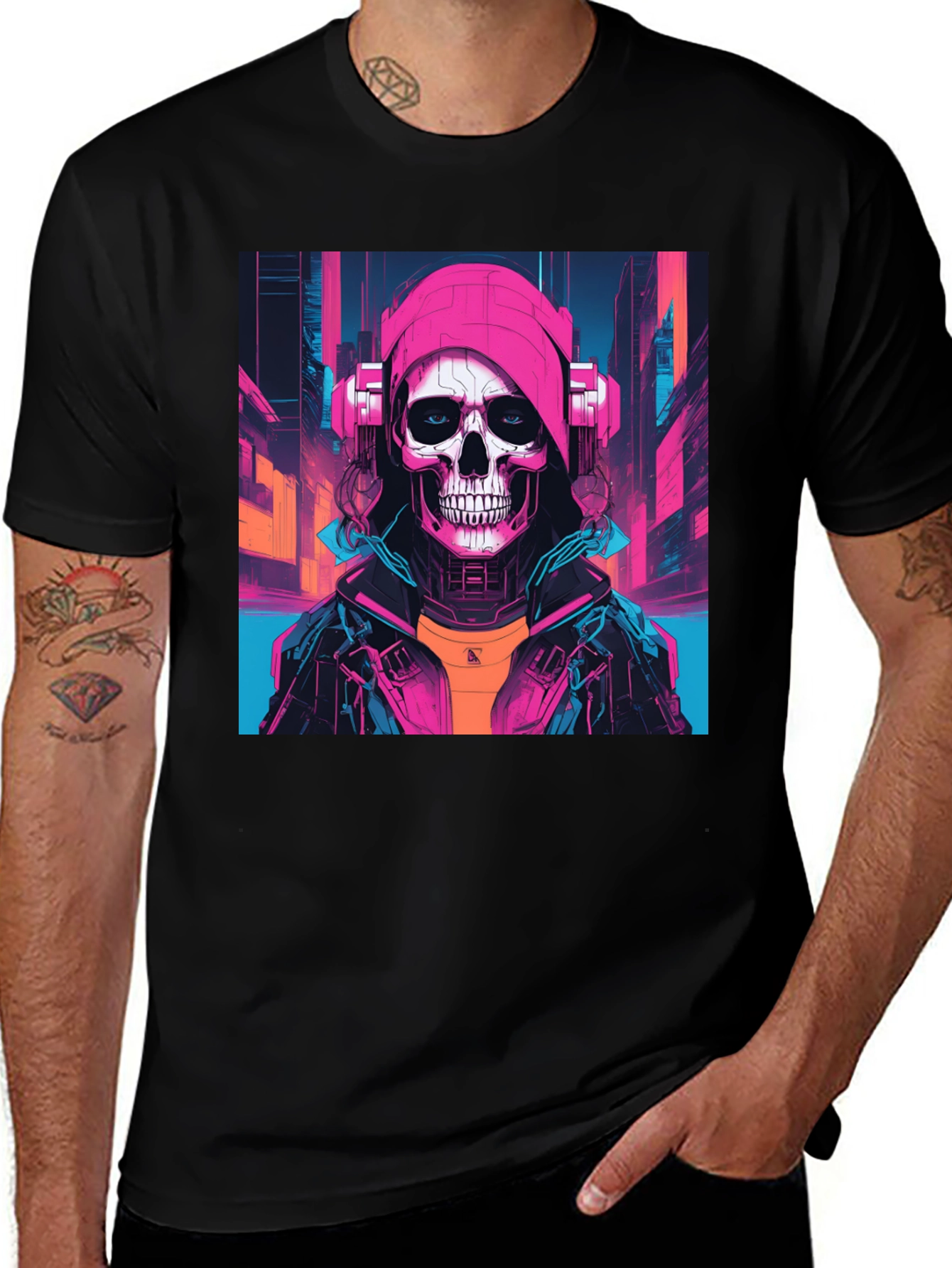 Variant 19 of Cyberpunk Skull Graphic T-Shirt