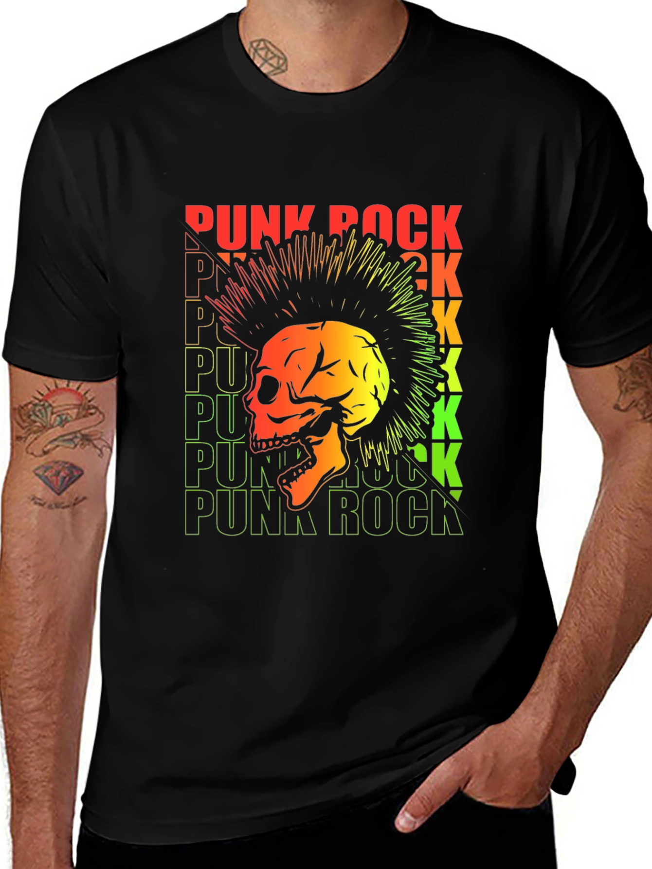 Variant 25 of Punk Rock Skull Graphic Tee - Black