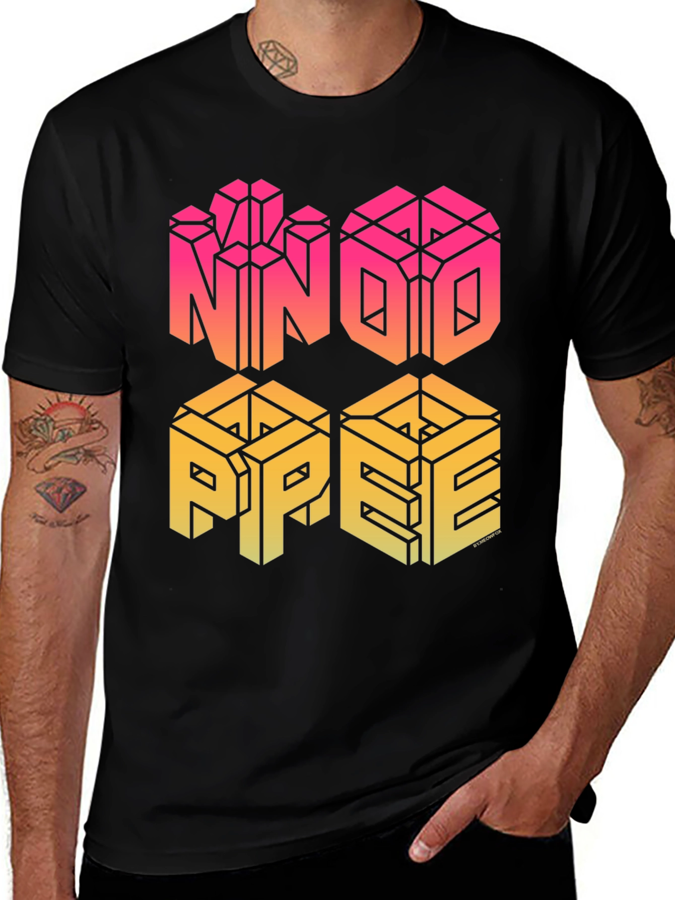 Variant 19 of NNO PPEE Graphic T-Shirt - Black Cotton Blend Tee