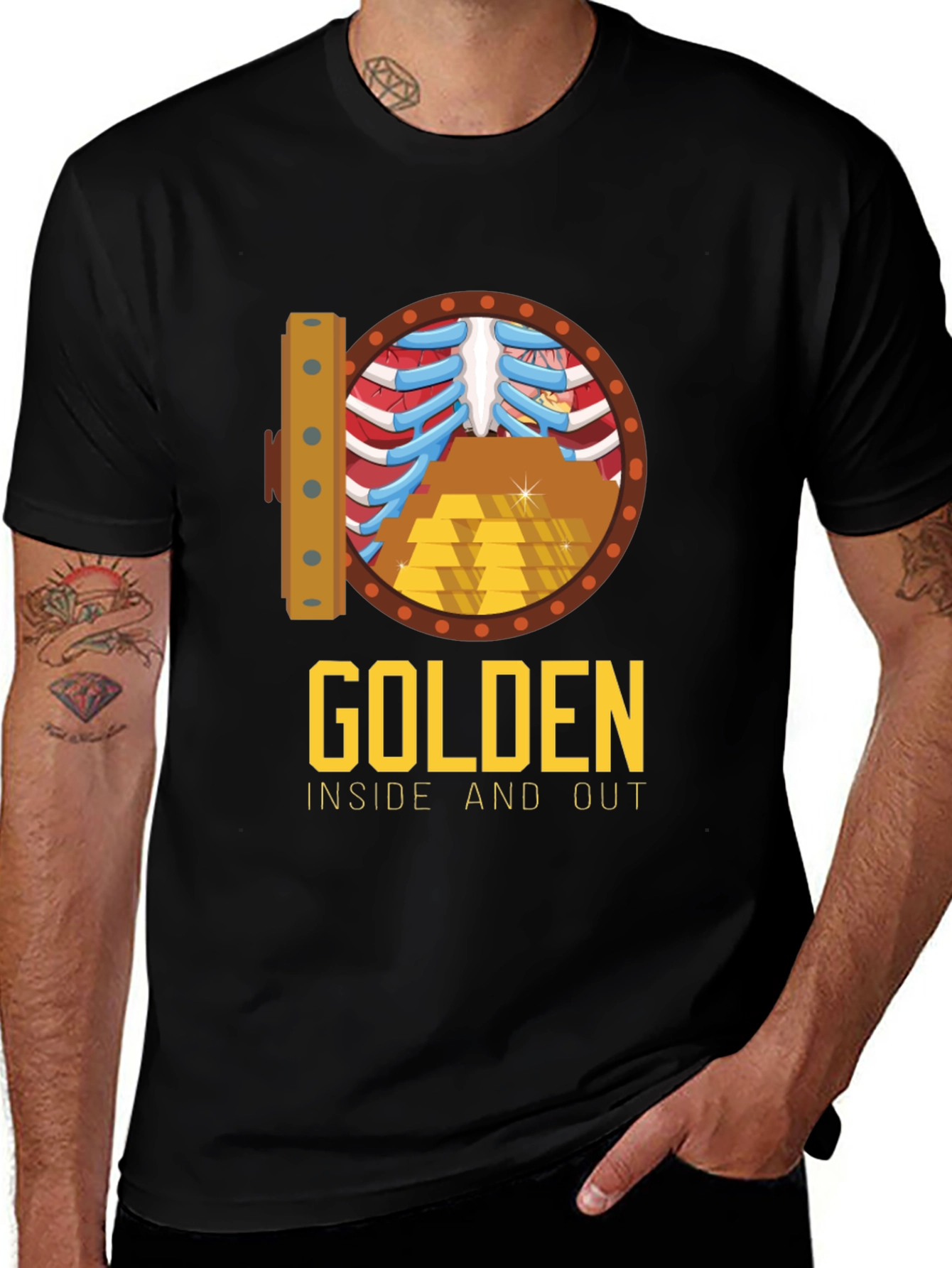 Black Golden Inside & Out Graphic Tee - Bold Style main image