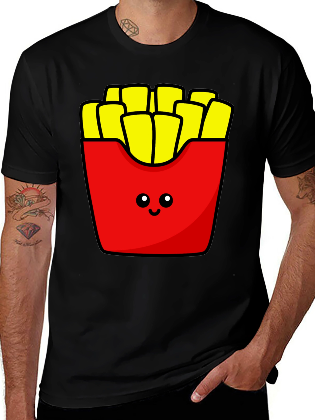 Variant 6 of Cute Fries Graphic Tee - Black T-Shirt