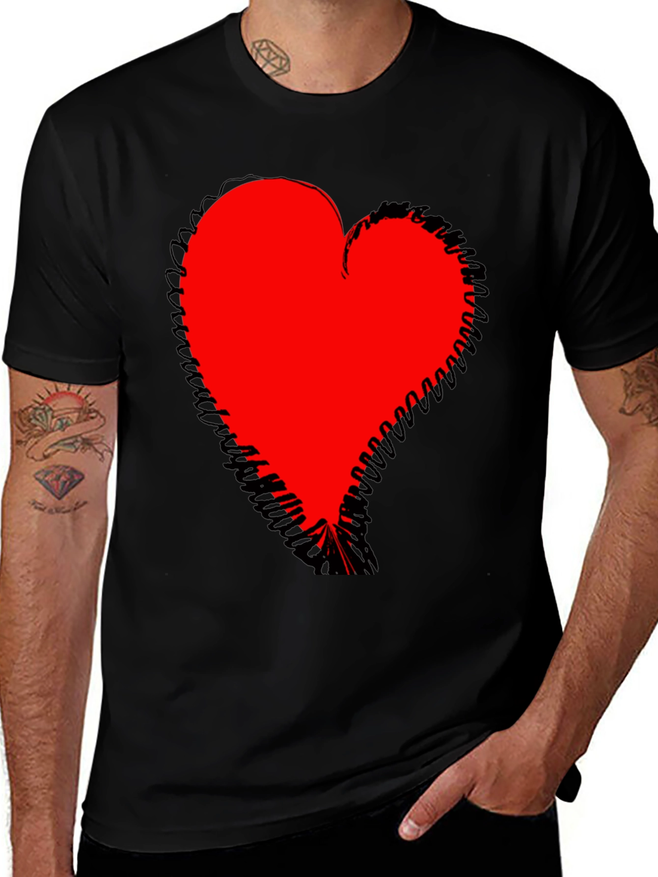 Variant 16 of Bold Heart Graphic Black T-Shirt