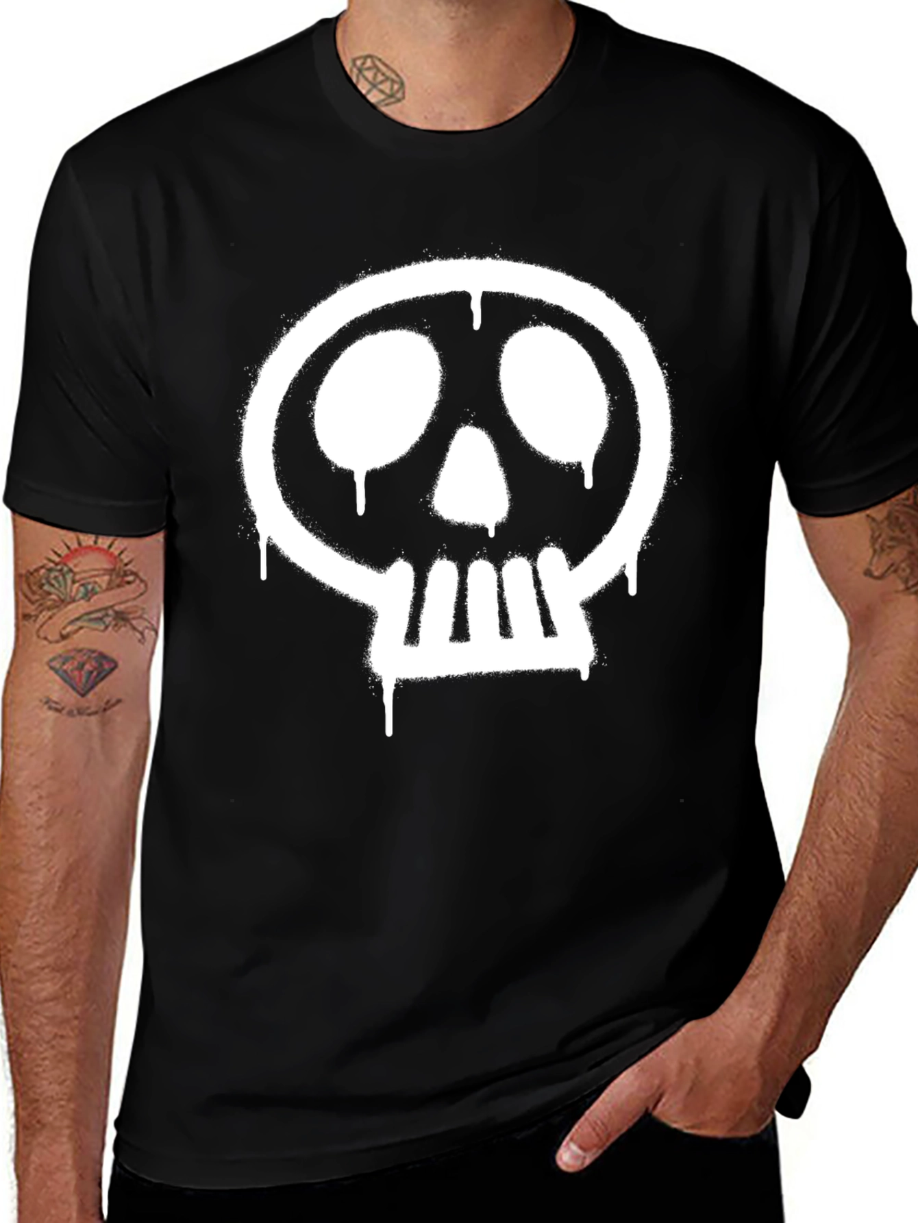 Variant 18 of Edgy Skull Graphic Black T-Shirt