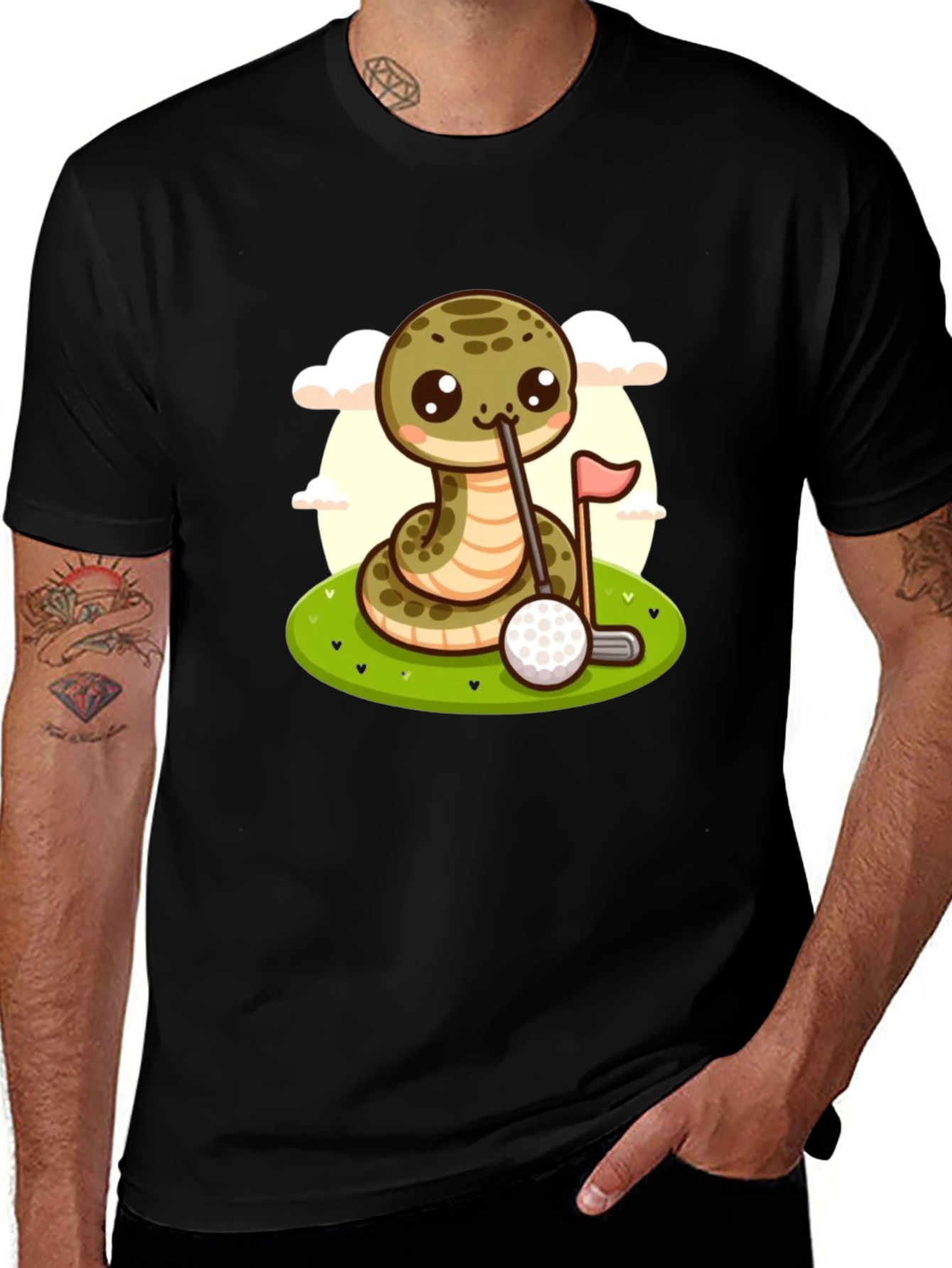 Variant 2 of Golf Snake Cartoon Graphic T-Shirt