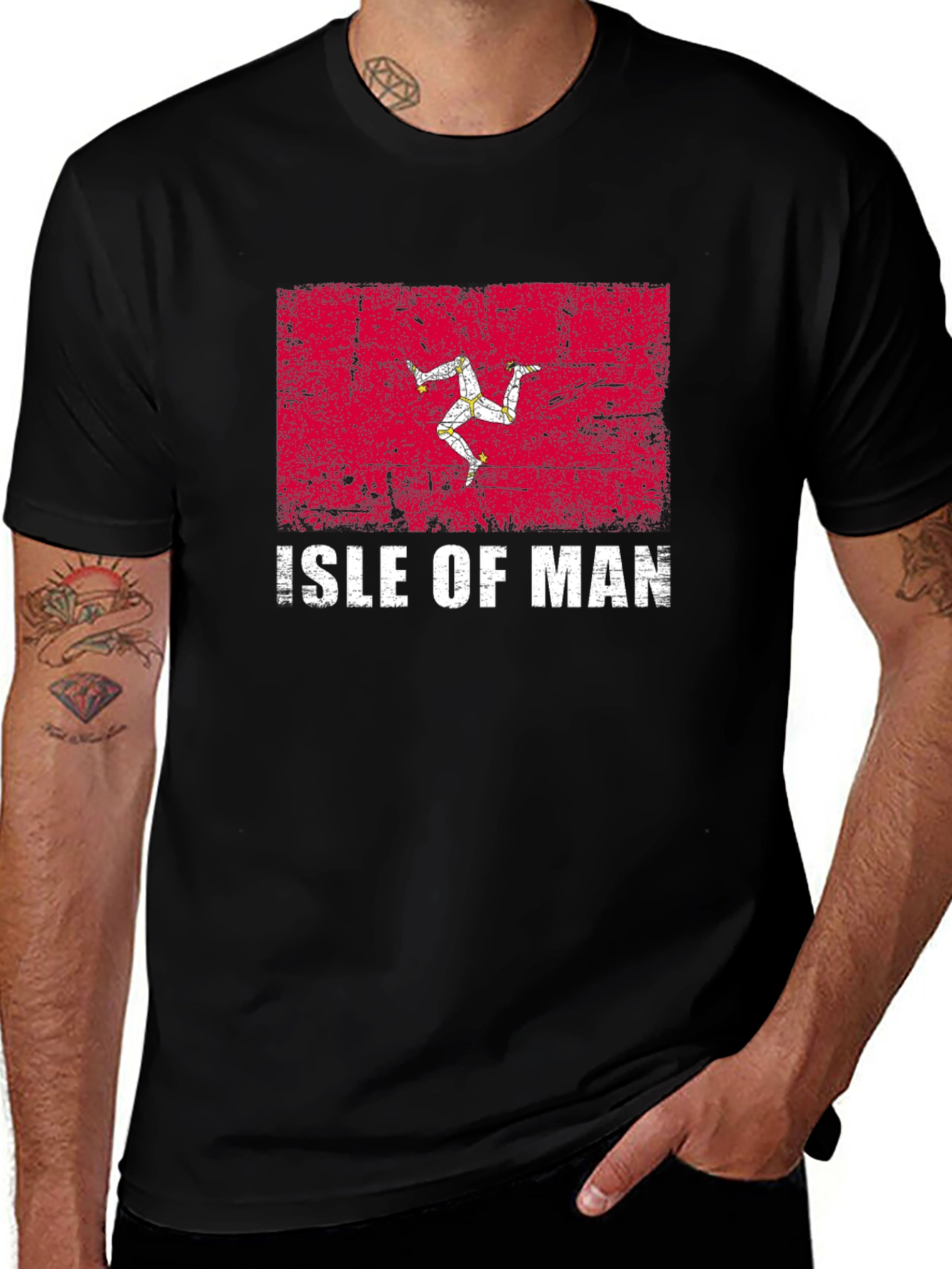 Isle of Man Flag T-Shirt - Distressed Design