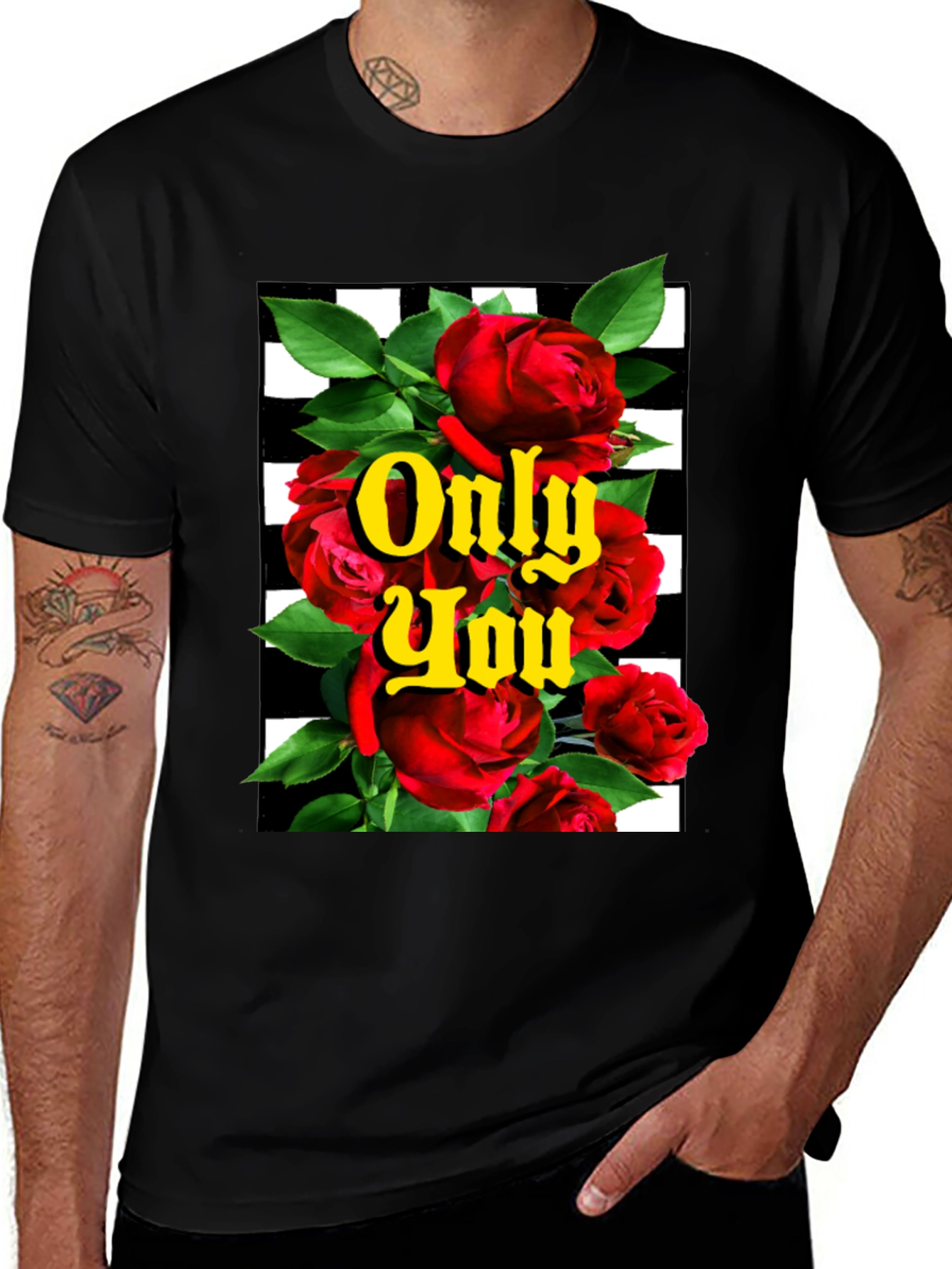 Variant 25 of Only You Roses Graphic Tee - Black