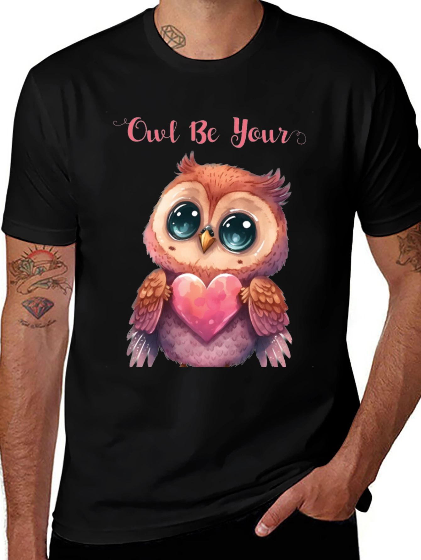 Variant 17 of Owl Be Your Valentine Black T-Shirt