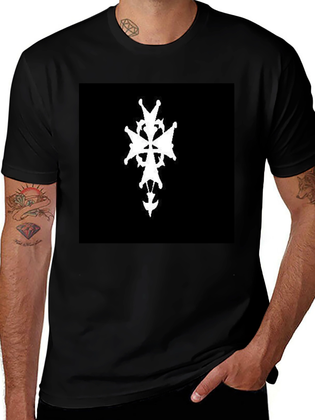 Variant 26 of Abstract Rorschach Inkblot Design Black T-Shirt