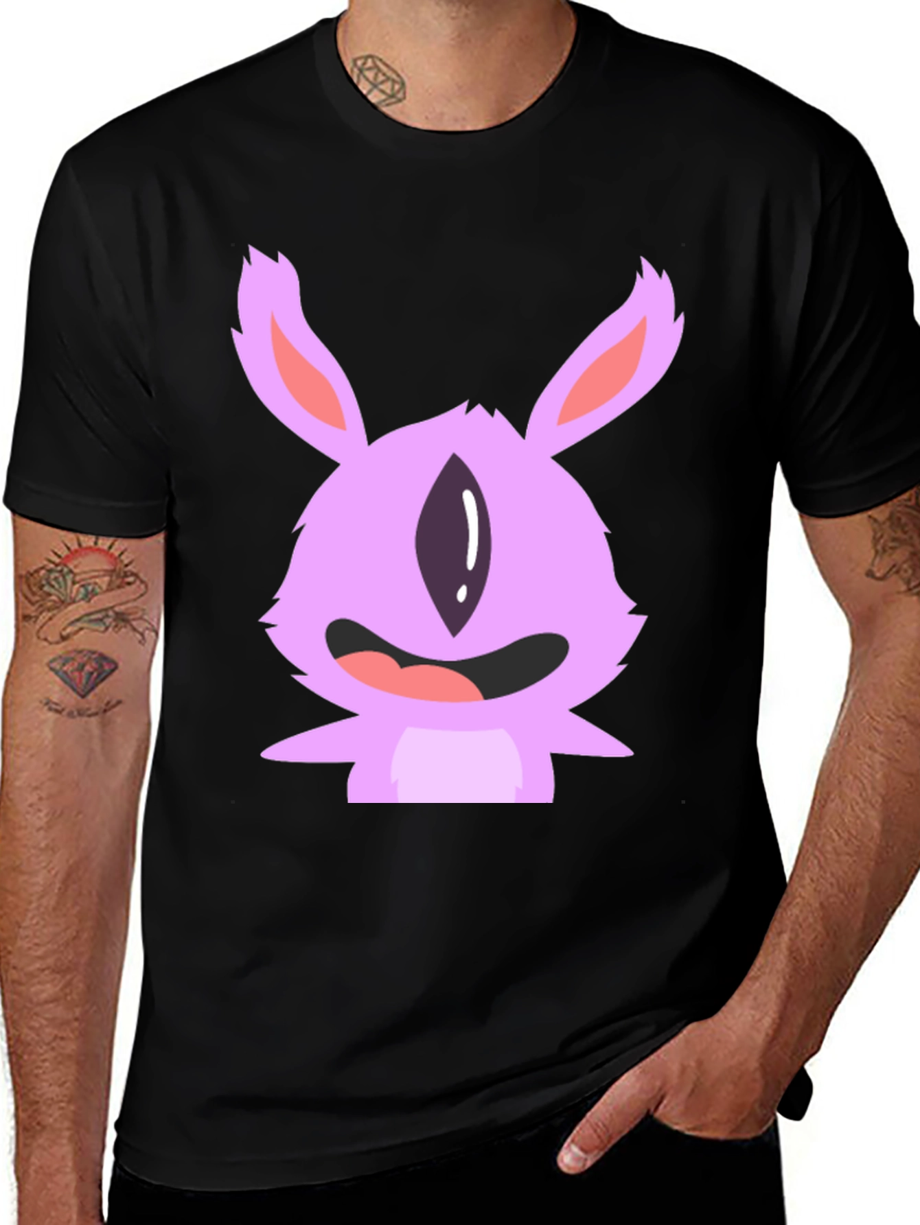Variant 30 of Cute Monster Graphic Tee - Black Cotton T-Shirt