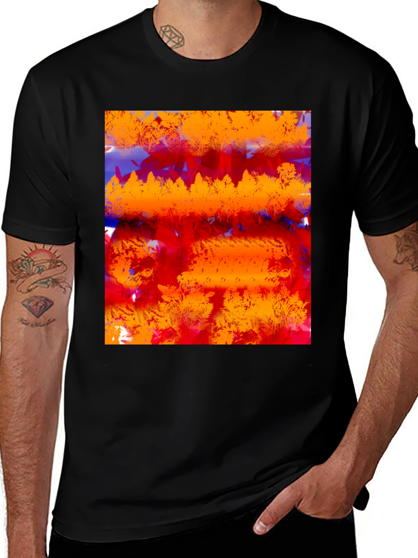 Variant 28 of Abstract Graphic Print Black T-Shirt