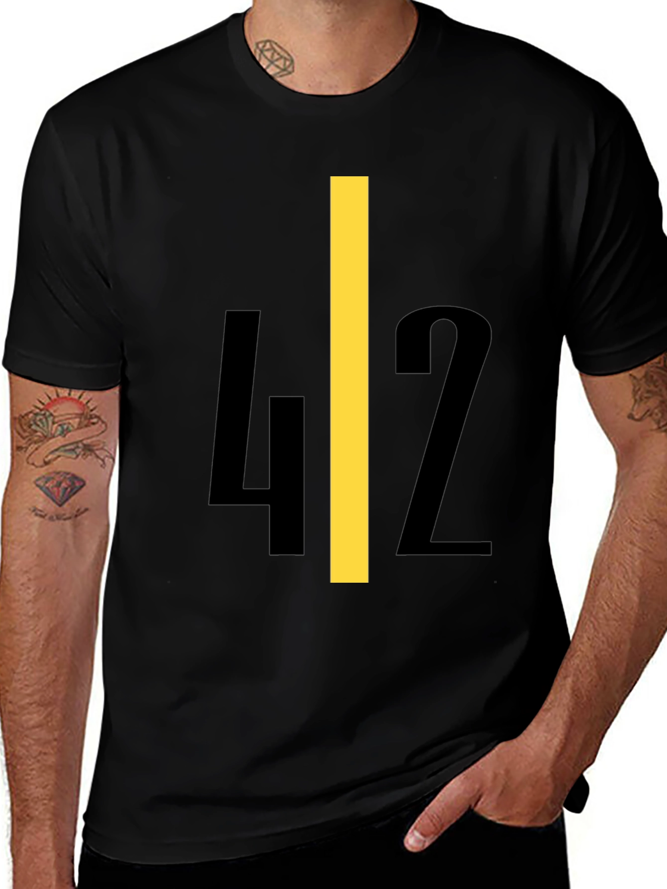 Variant 26 of Bold Number 42 Graphic Tee - Black