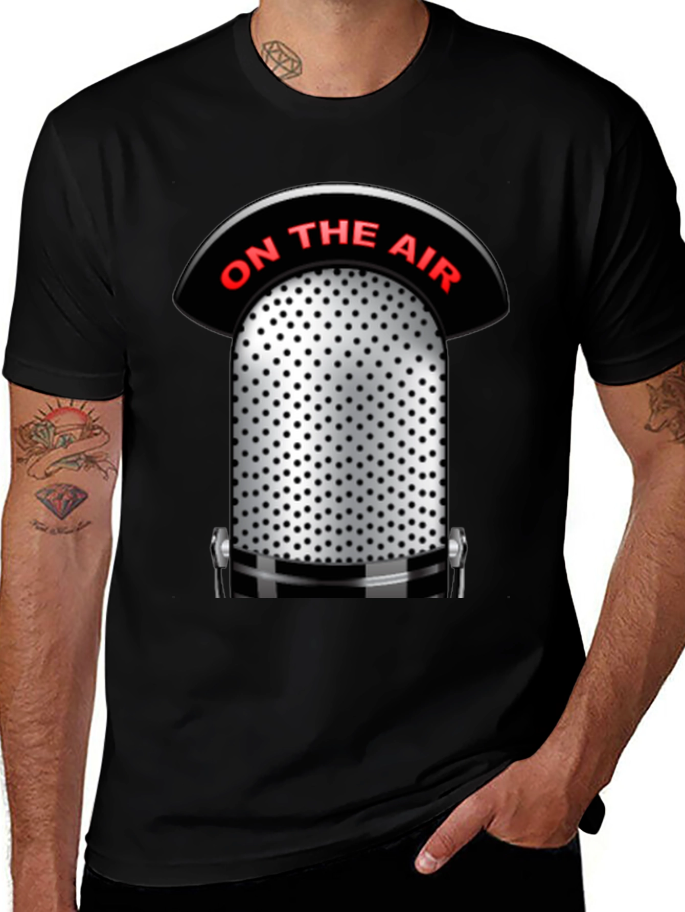 On Air Microphone Graphic T-Shirt - Vintage Radio Style Tee