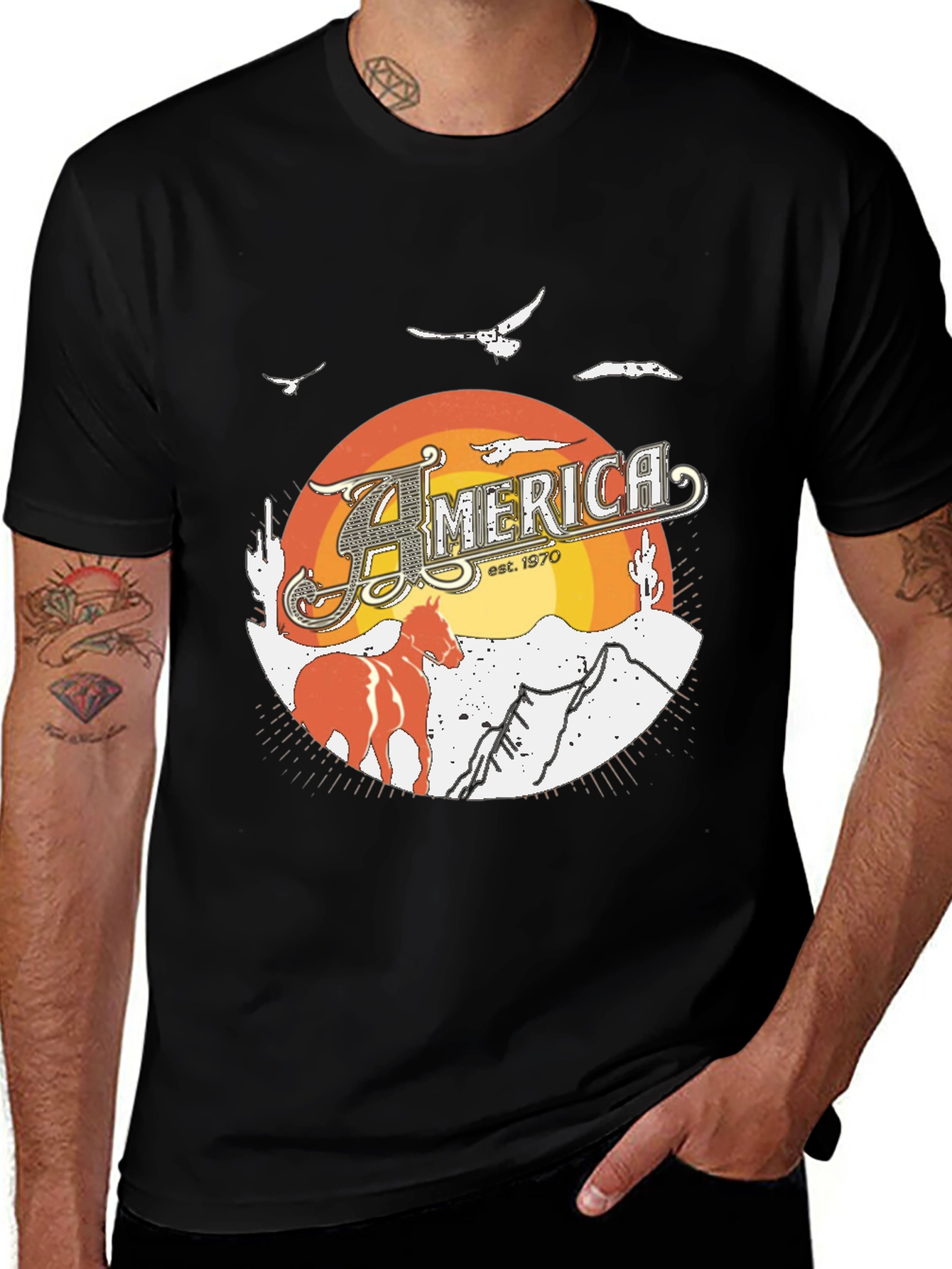 Variant 22 of America Est. 1970 Graphic Tee - Black