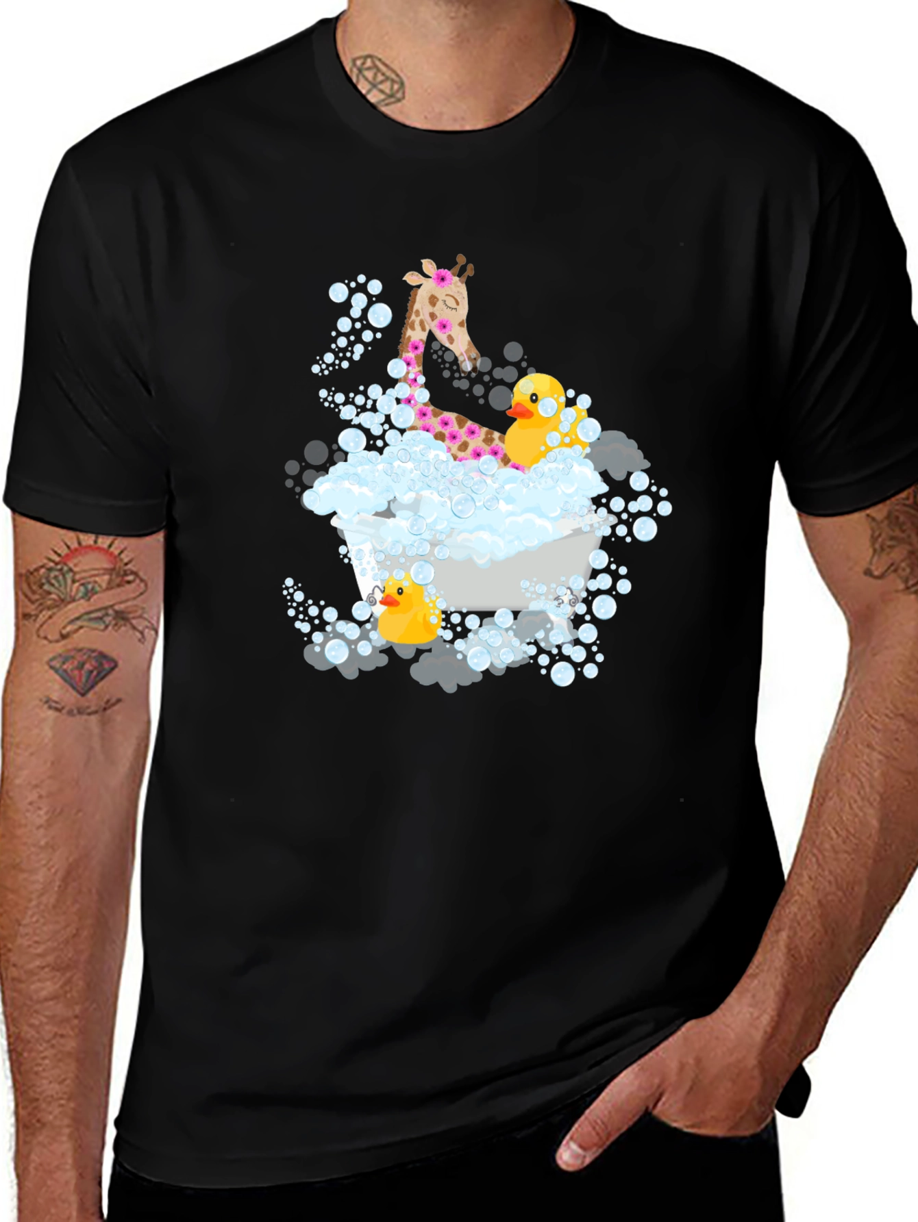 Variant 17 of Giraffe & Ducks in Tub T-Shirt
