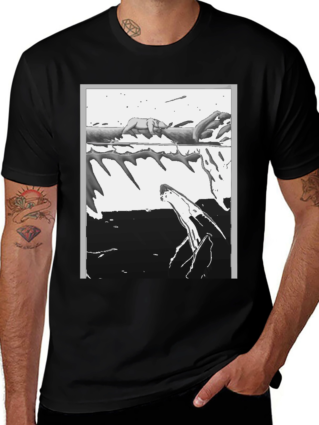 Variant 28 of Abstract Graphic Print Black Tee