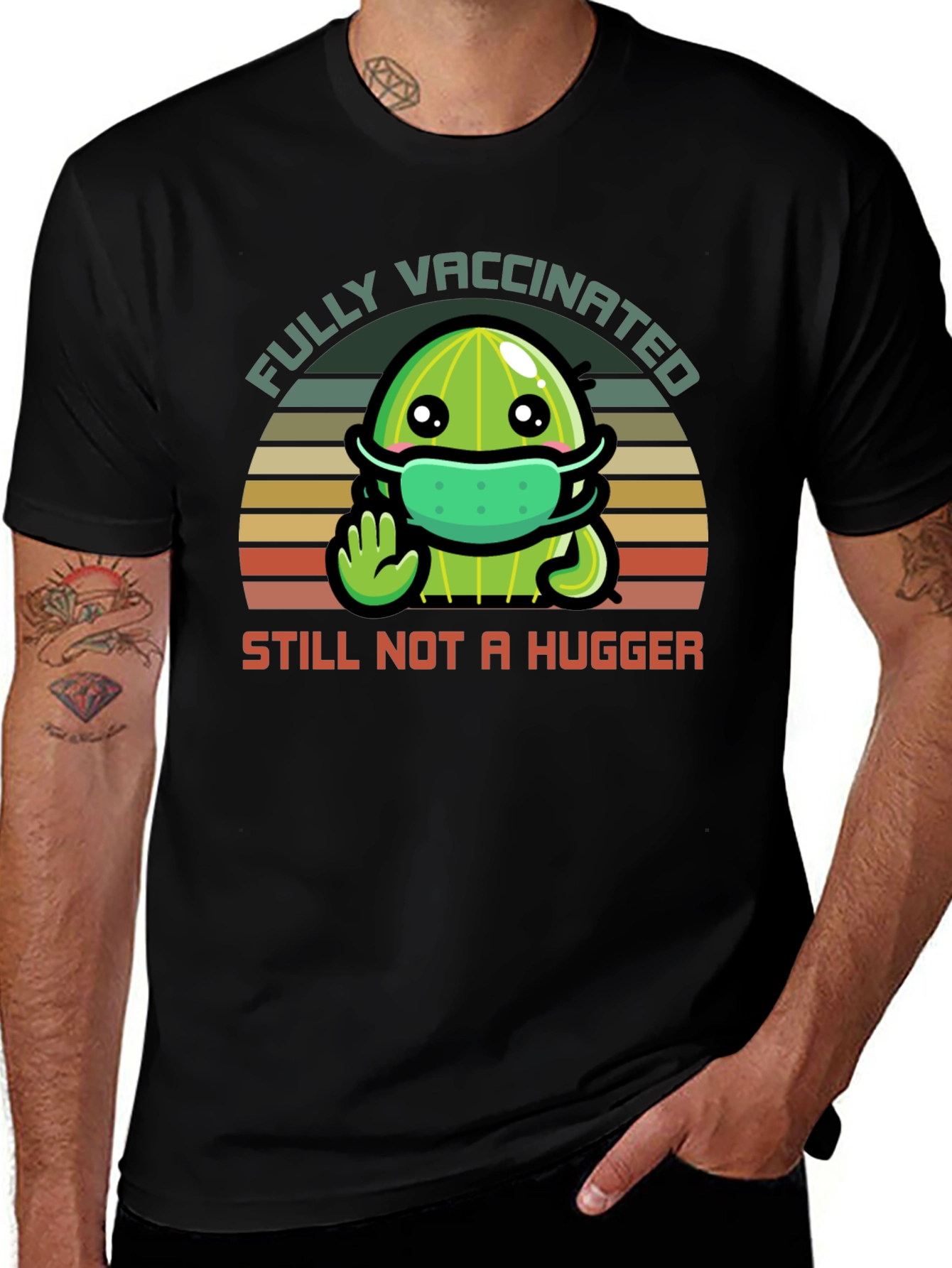 Variant 12 of Funny Vaccinated Cactus T-Shirt