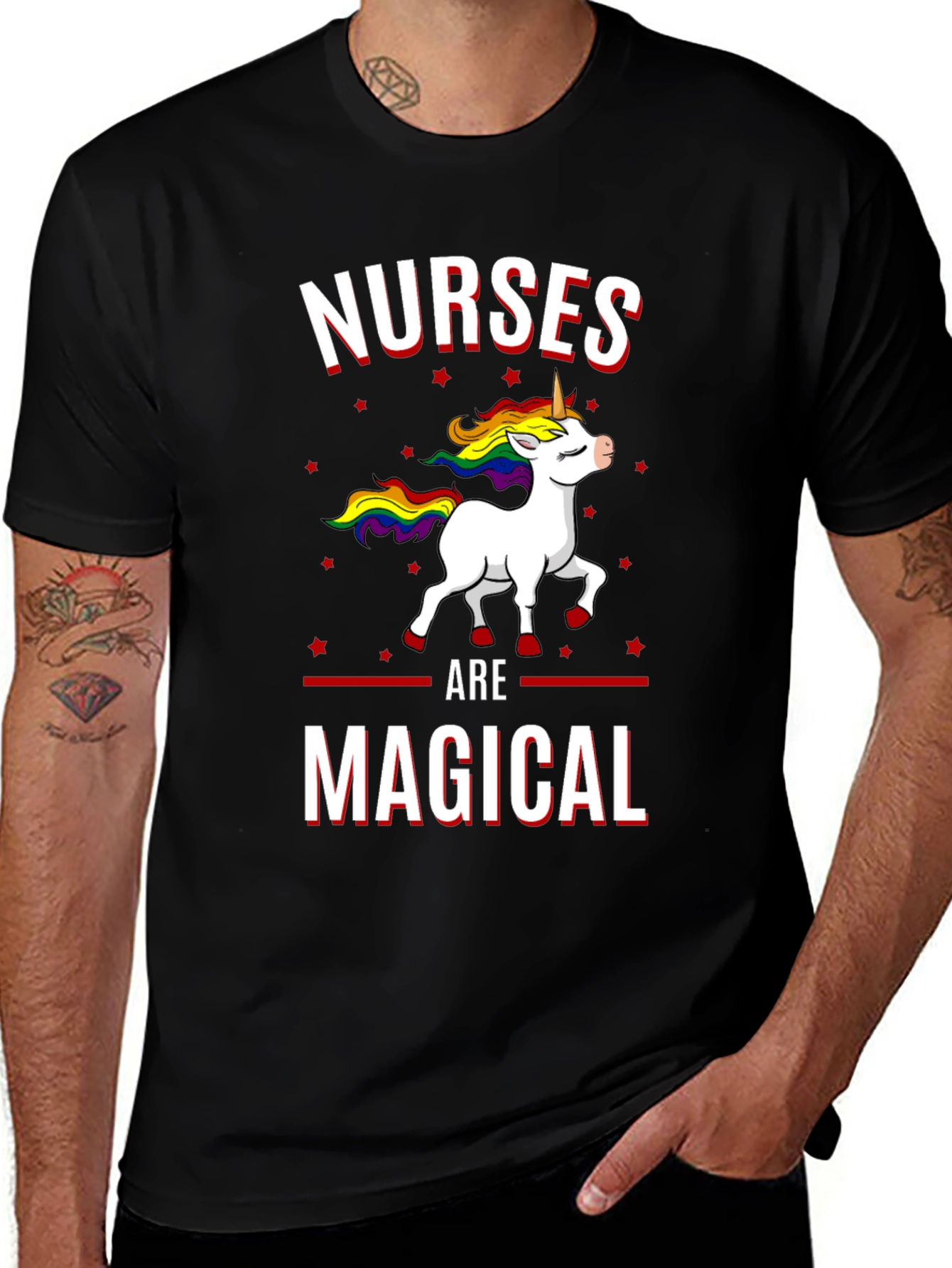 Variant 21 of Nurses Are Magical T-Shirt with Unicorn Design
