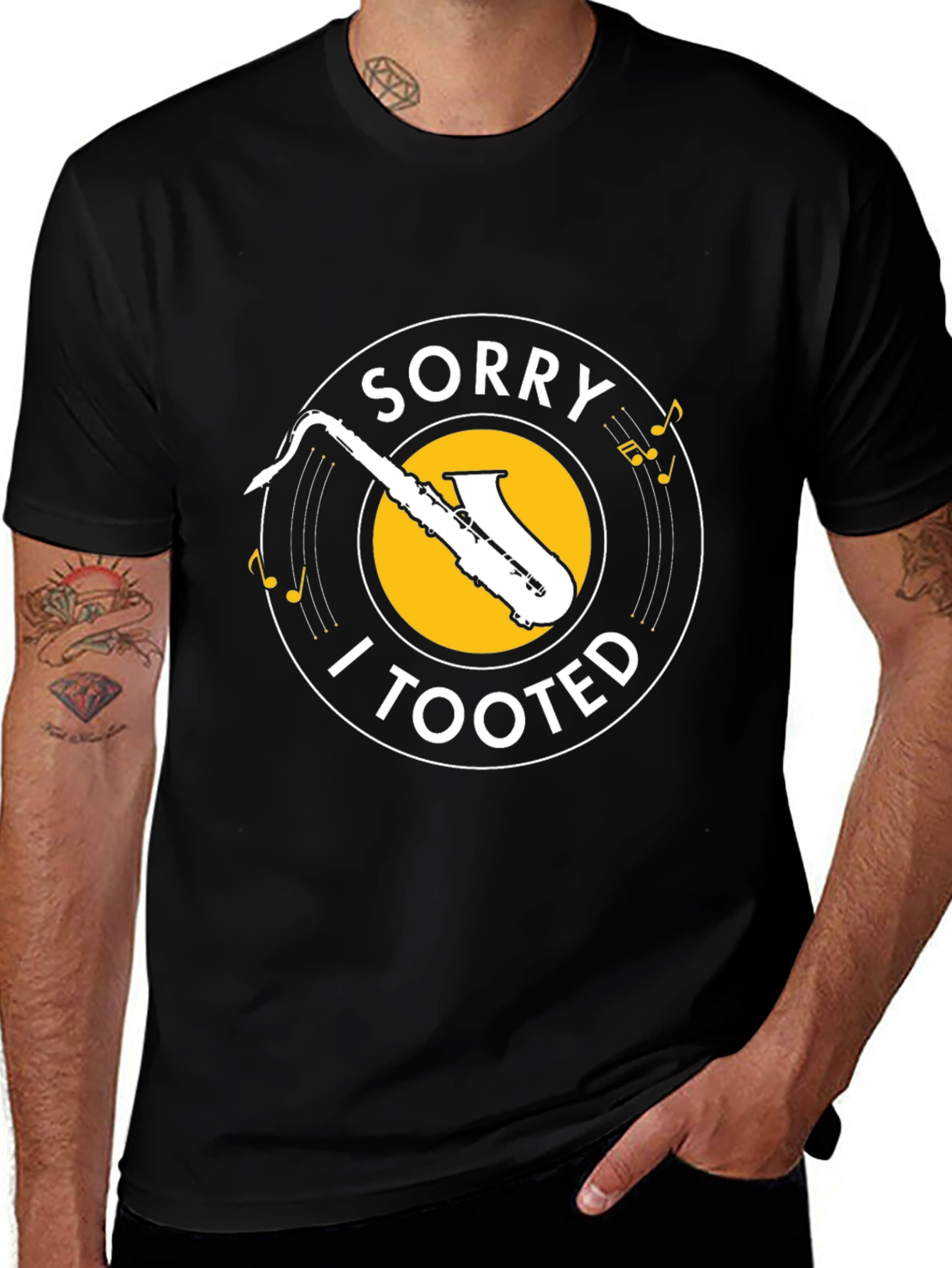 Sorry I Tooted Saxophone Black T-Shirt