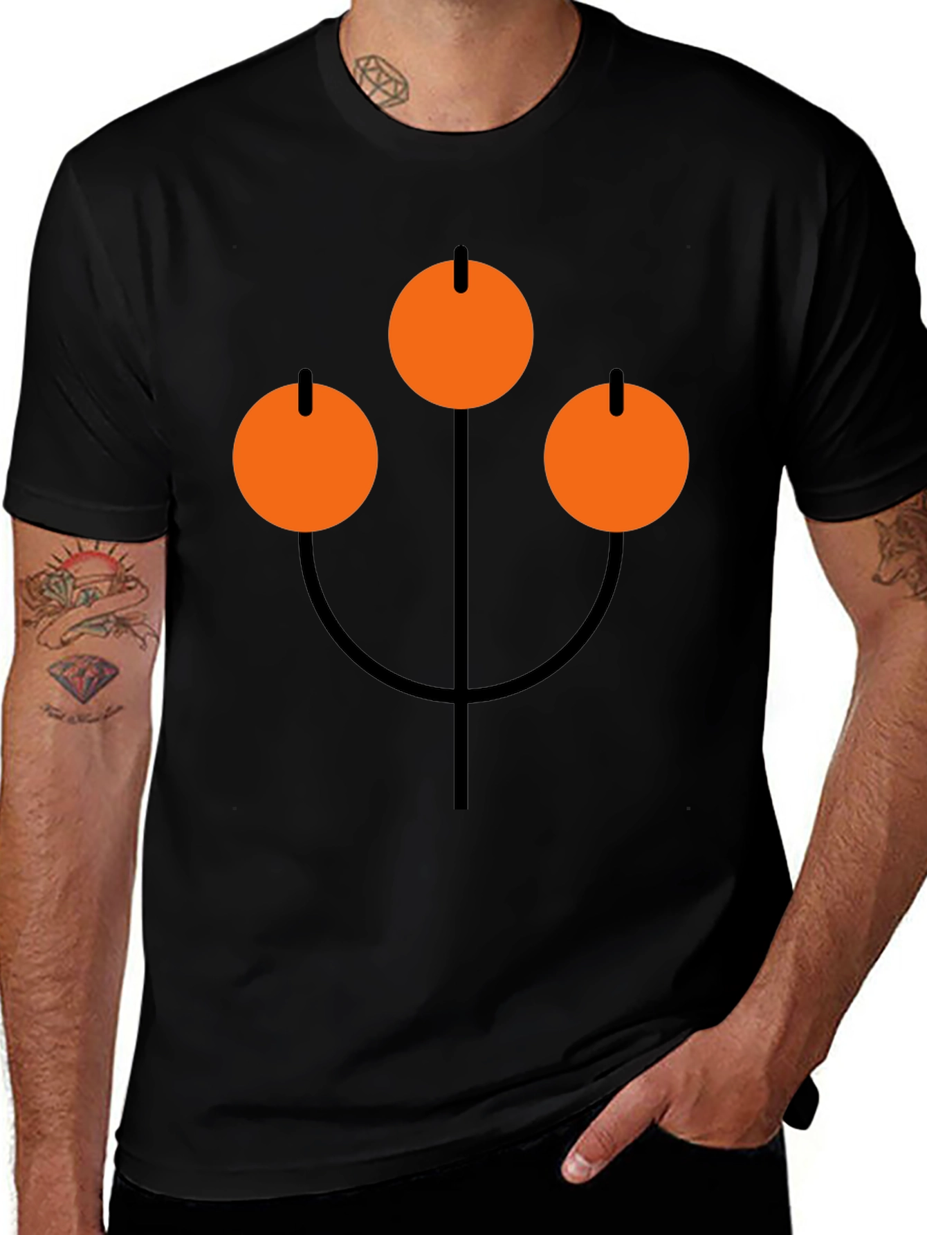 Variant 6 of Abstract Orange Circle Graphic Black T-Shirt