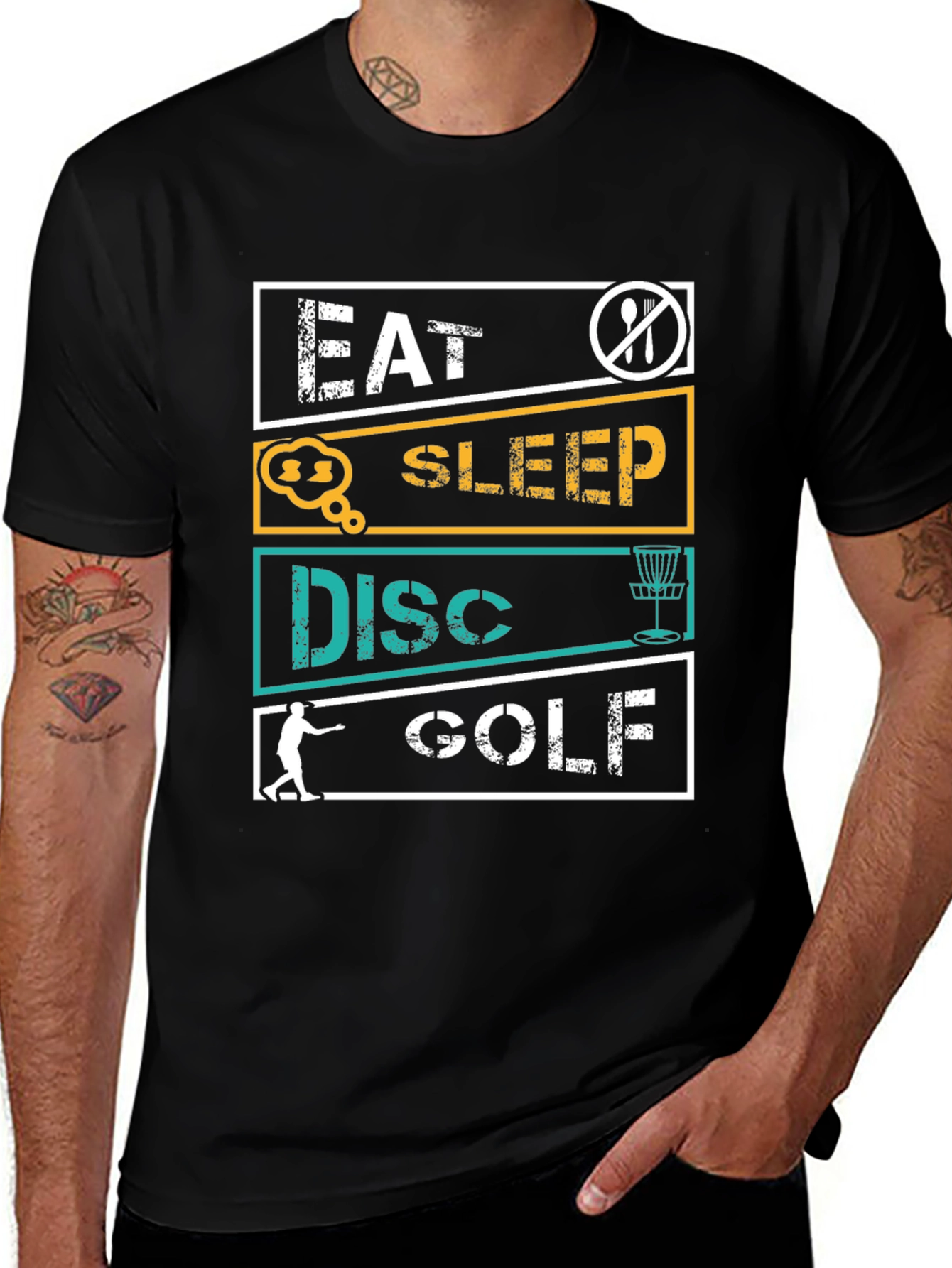 Black Eat Sleep Disc Golf T-Shirt main image