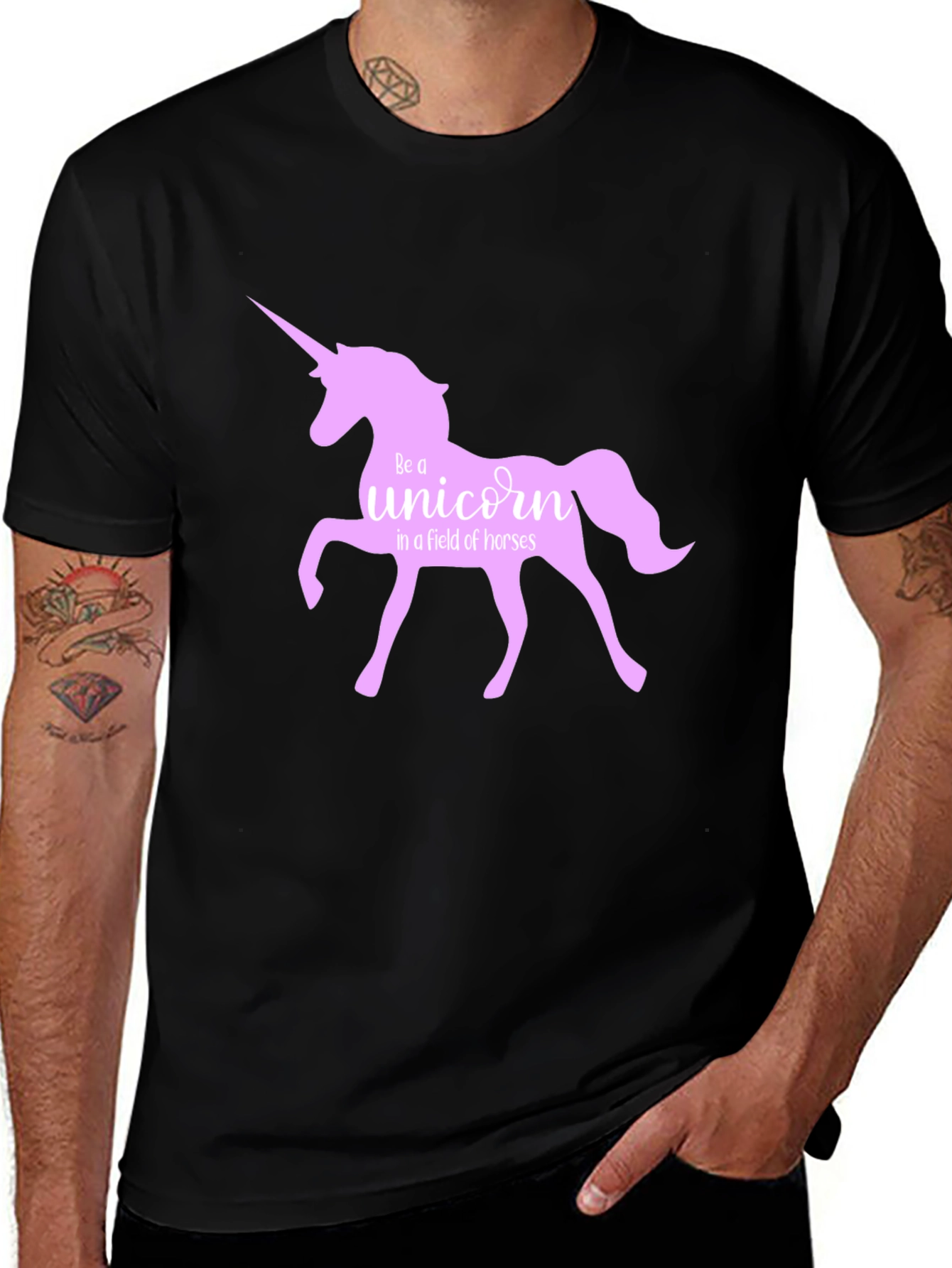 Variant 5 of Be A Unicorn T-Shirt - Black Crew Neck