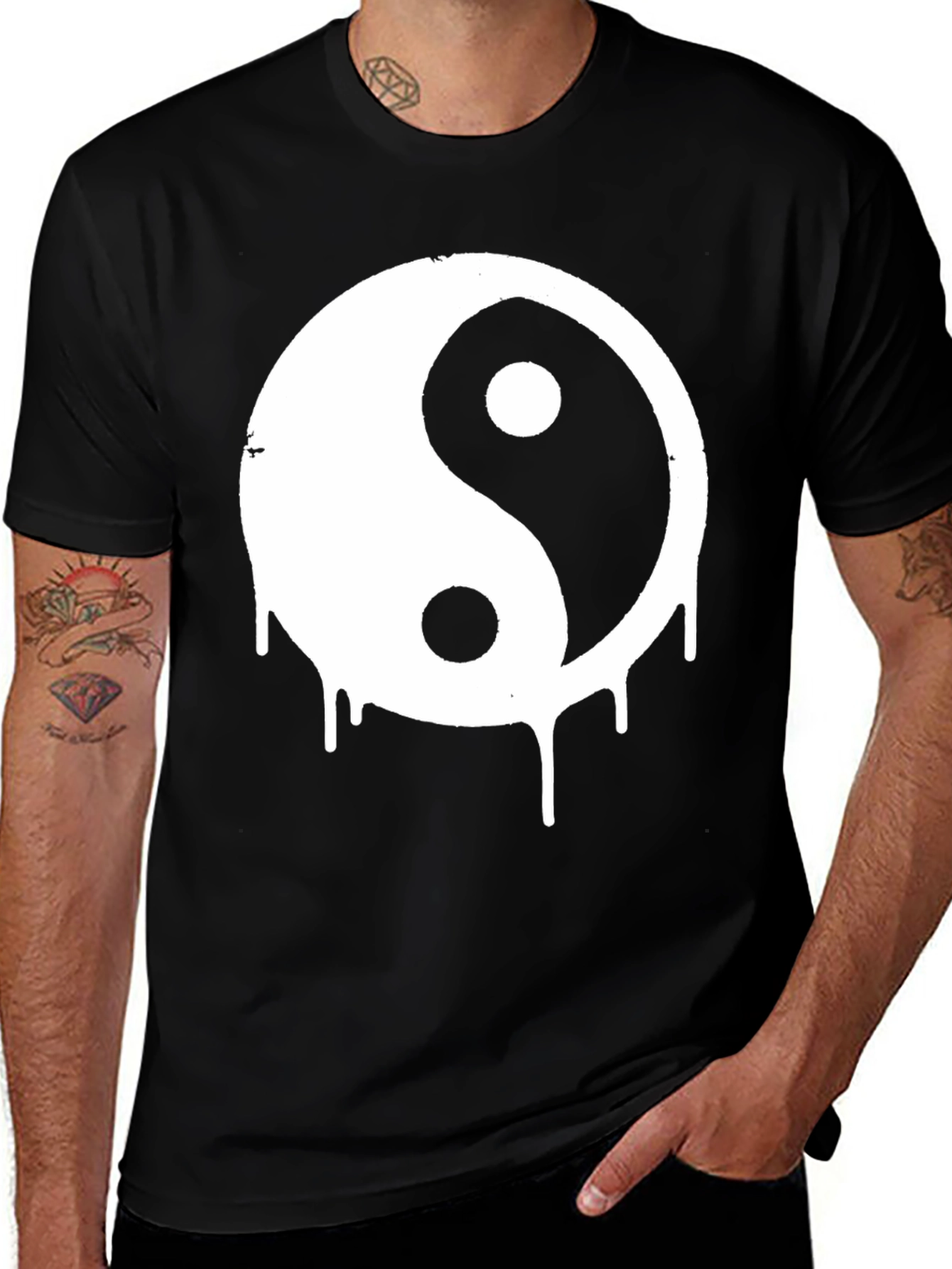 Yin Yang Drip Graphic Tee - Classic Comfort