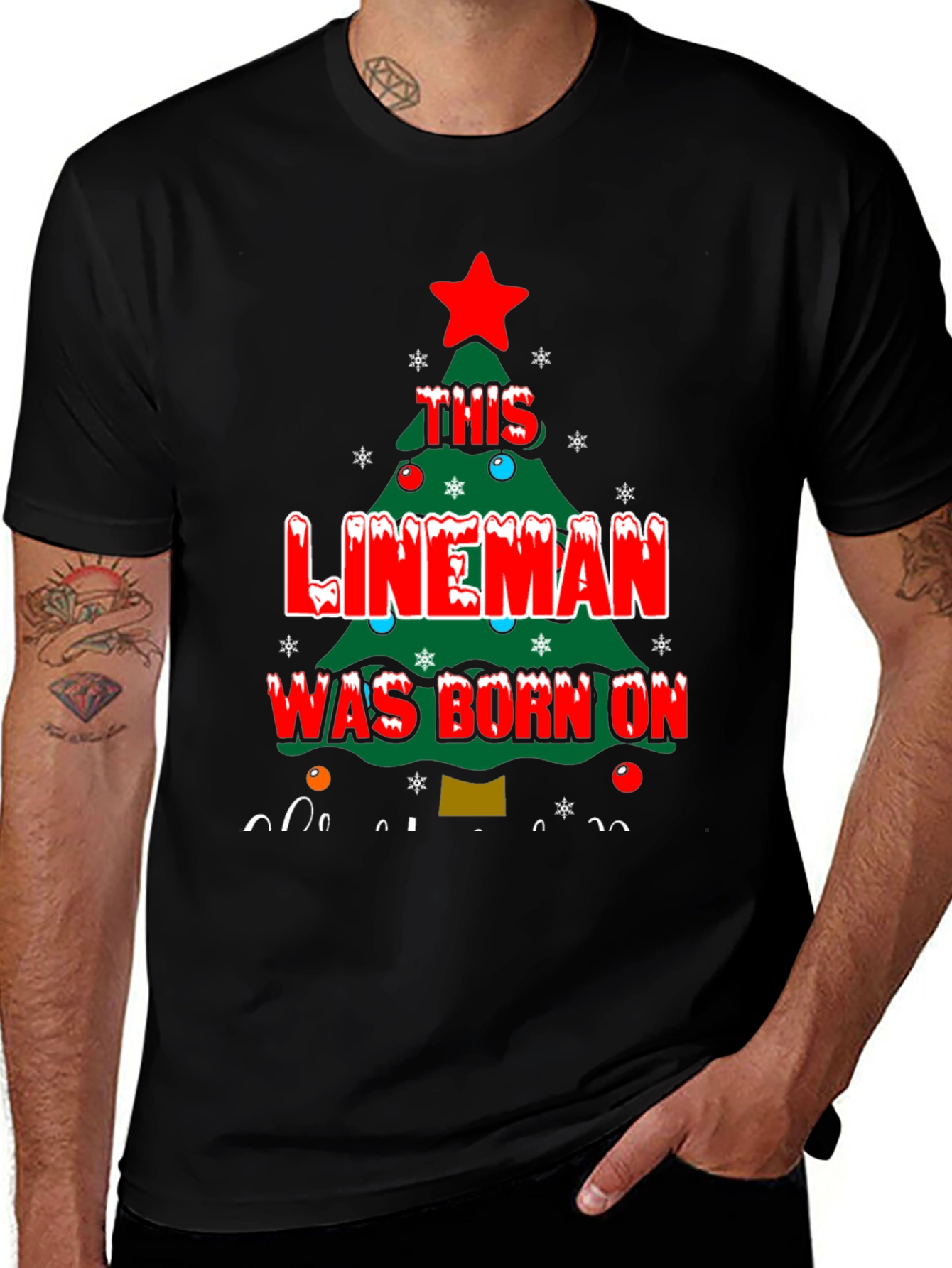 Variant 3 of Lineman Christmas Tree T-Shirt