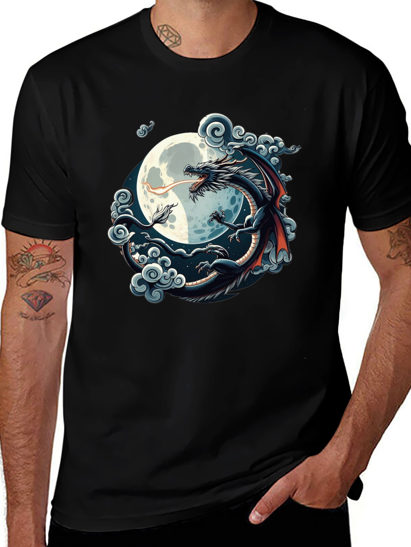 Variant 5 of Dragon & Moon Graphic Tee