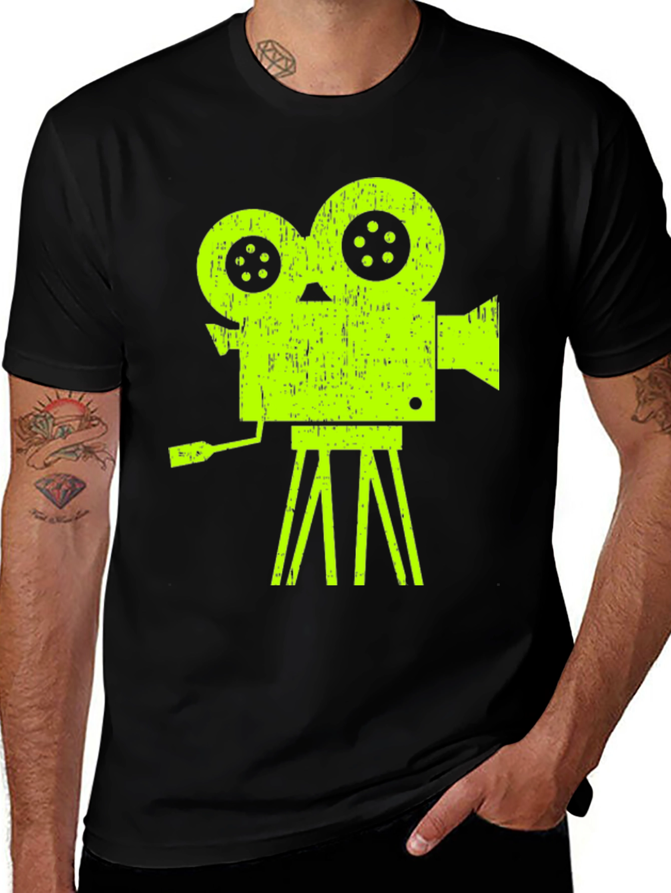 Variant 7 of Retro Film Projector Graphic Tee - Classic Movie Lover Shirt