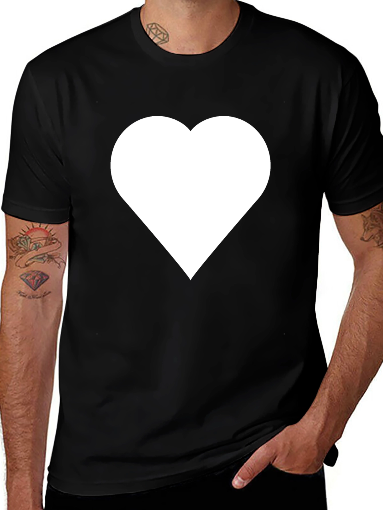 Variant 14 of Heart Graphic T-Shirt - Black Casual Tee