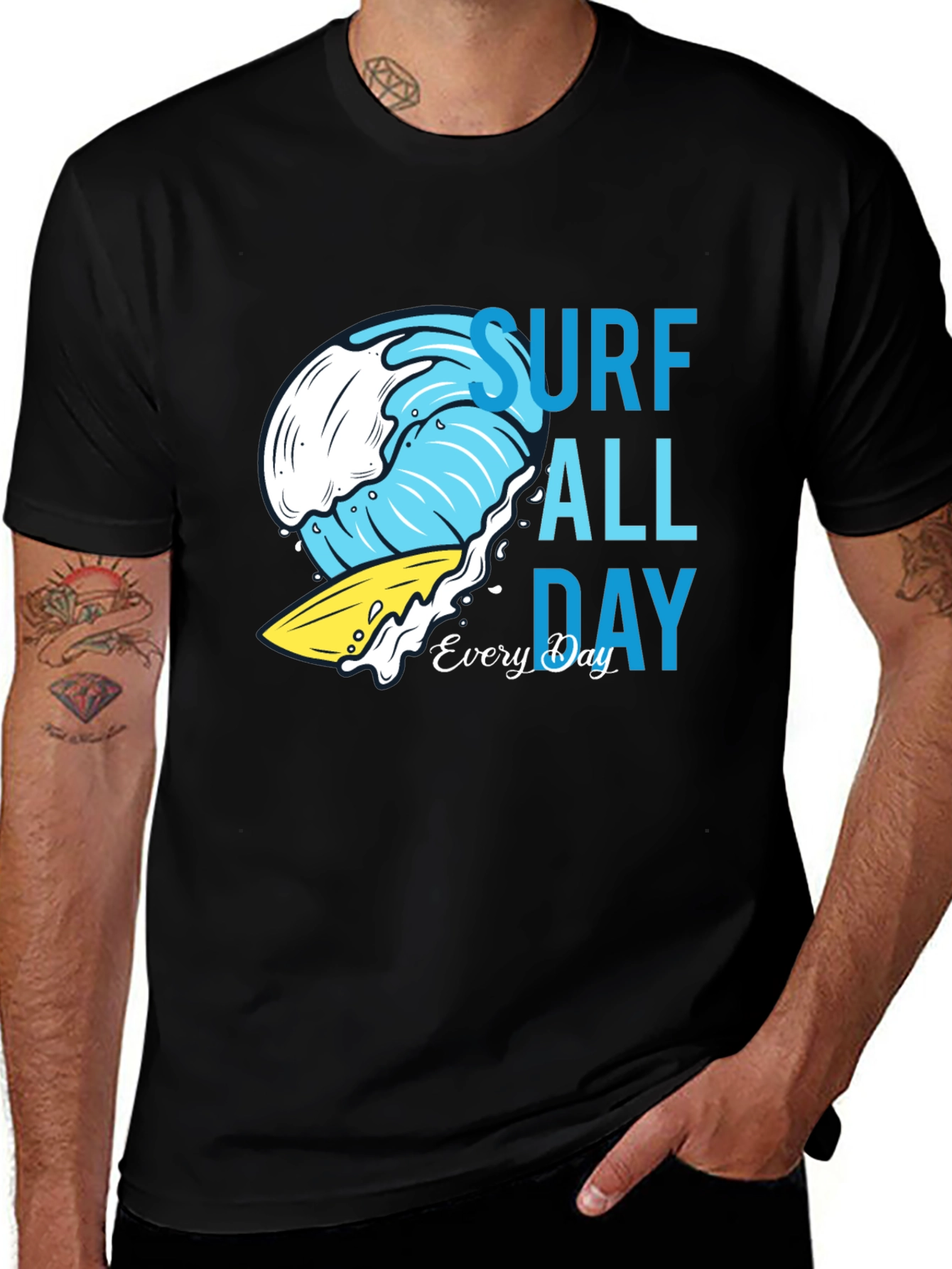 Surf All Day T-Shirt - Cool Wave Design