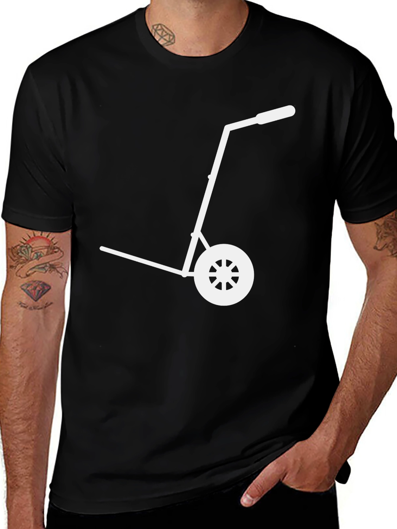 Variant 13 of Hand Truck Graphic Tee - Black Cotton Blend T-Shirt