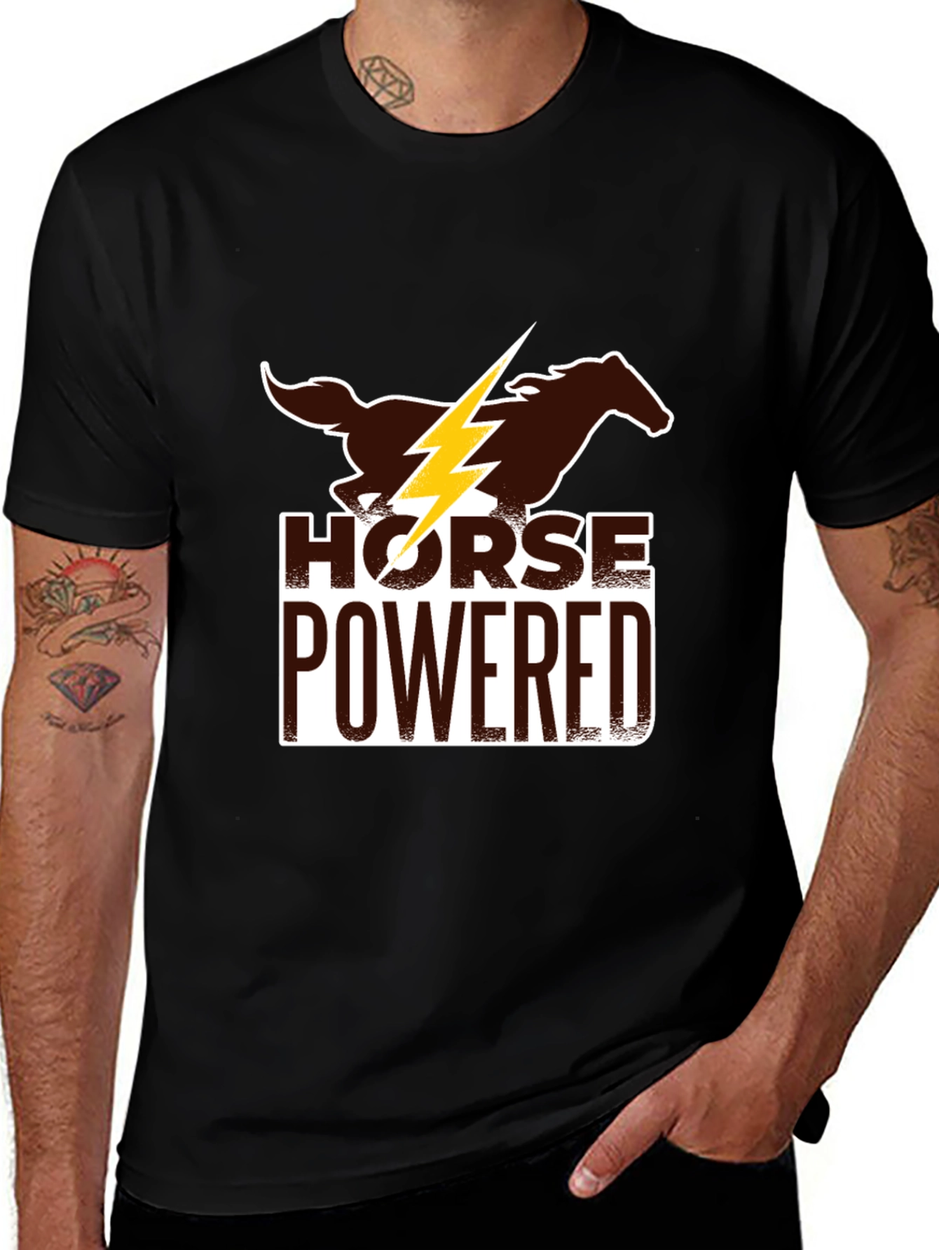 Variant 29 of Horse Powered Graphic Tee - Black Cotton Blend
