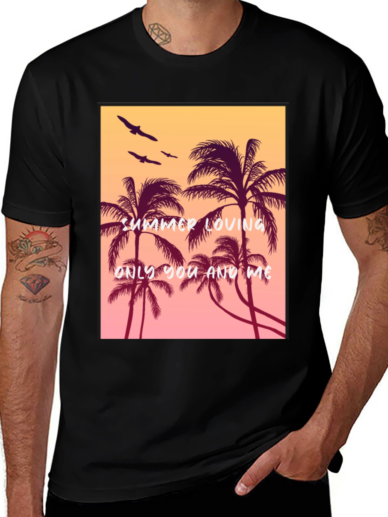 Black Summer Loving Palm Tree Graphic Tee main image