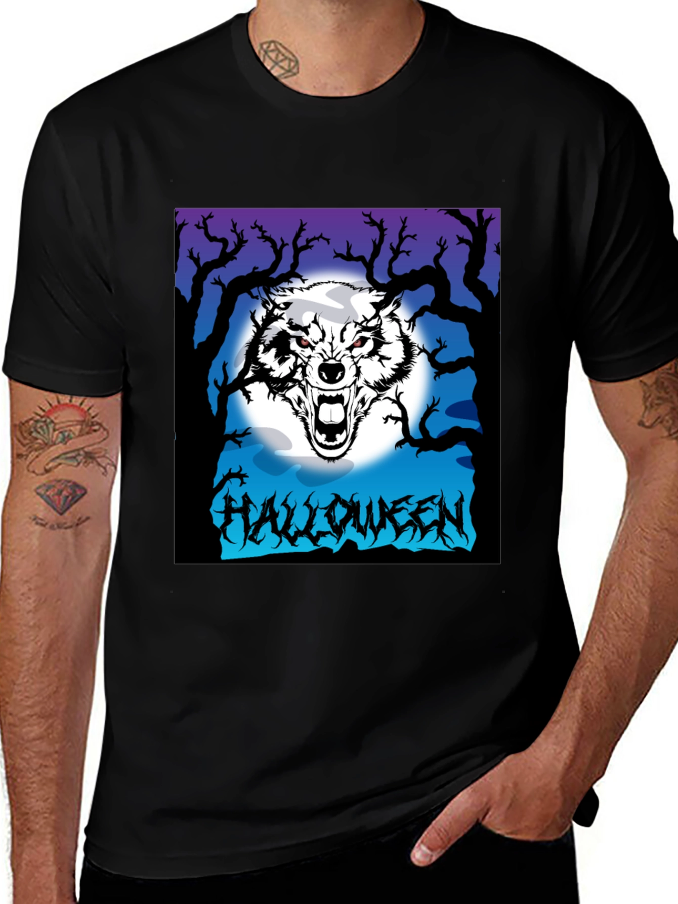 Variant 13 of Halloween Wolf Graphic T-Shirt - Men's
