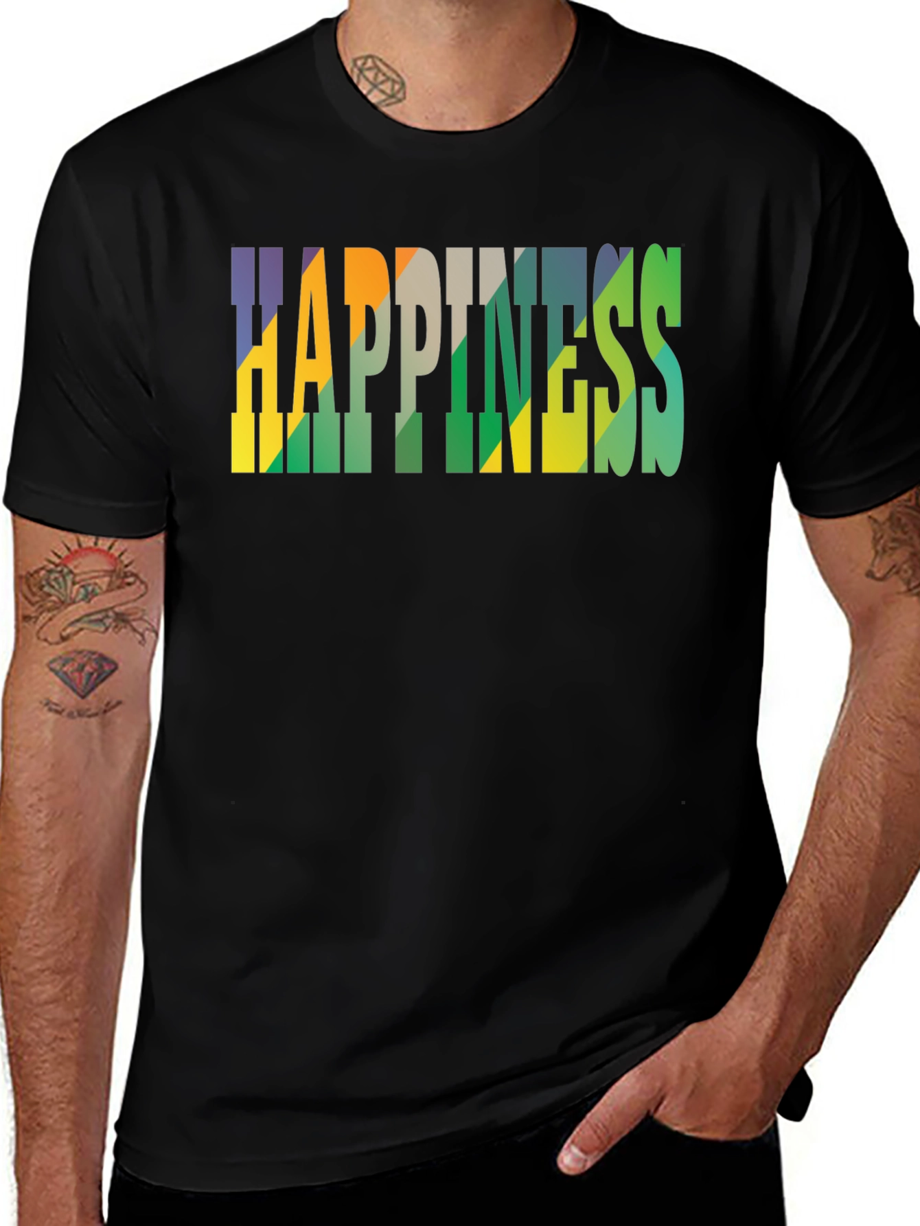 Variant 25 of Happiness Graphic Tee - Unisex Black T-Shirt