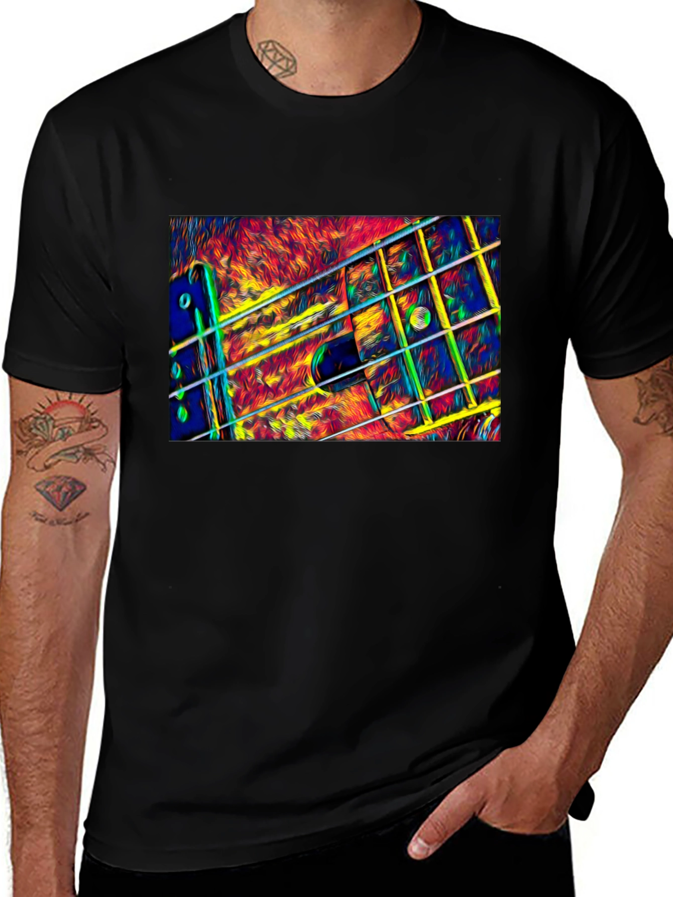 Variant 26 of Abstract Guitar Neck Graphic T-Shirt
